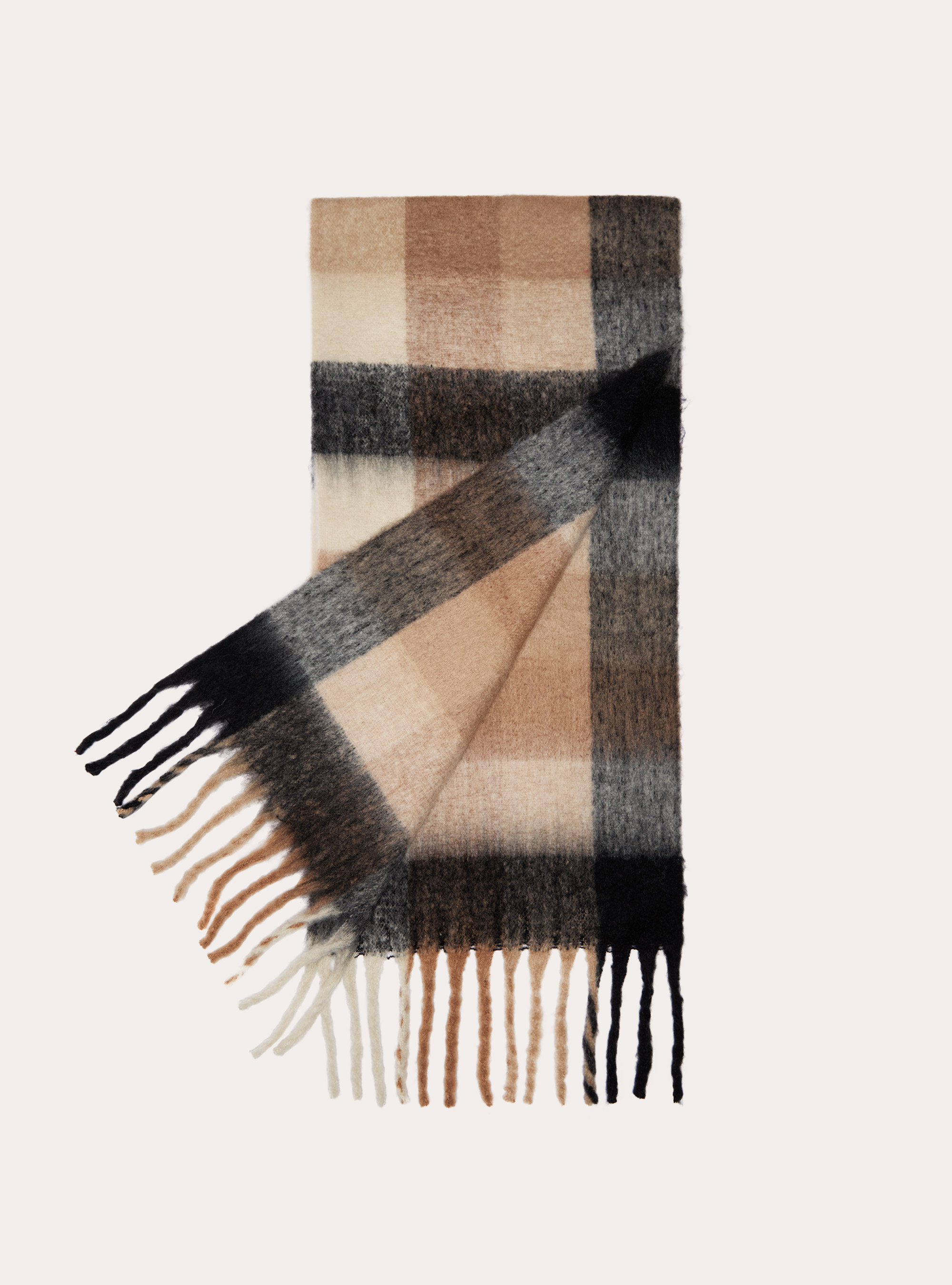 Sciarpa basic con quadri, TB2 TOBACCO MEDIUM