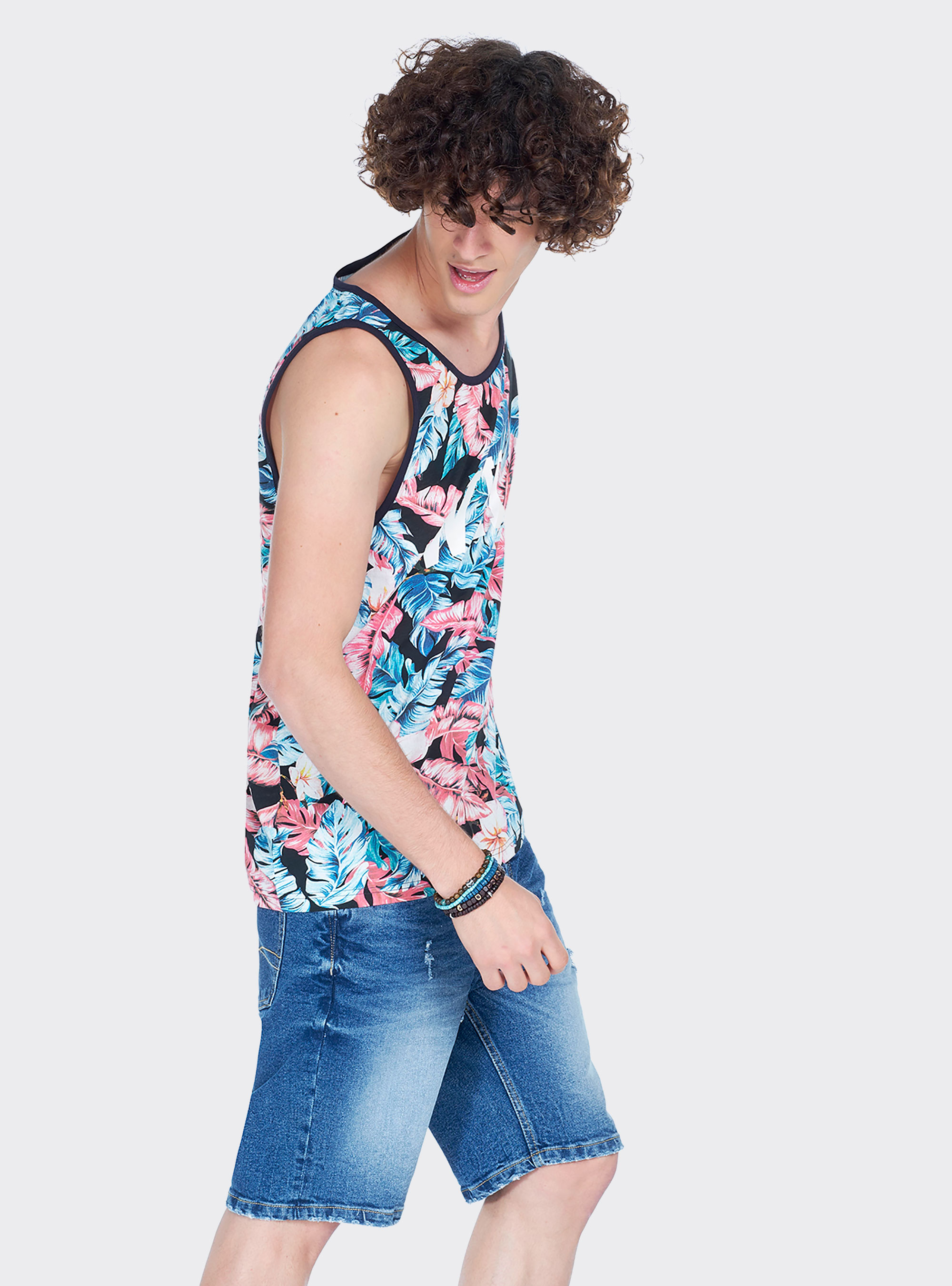 Cotton comfort-stretch tank top, MULTICOLOR