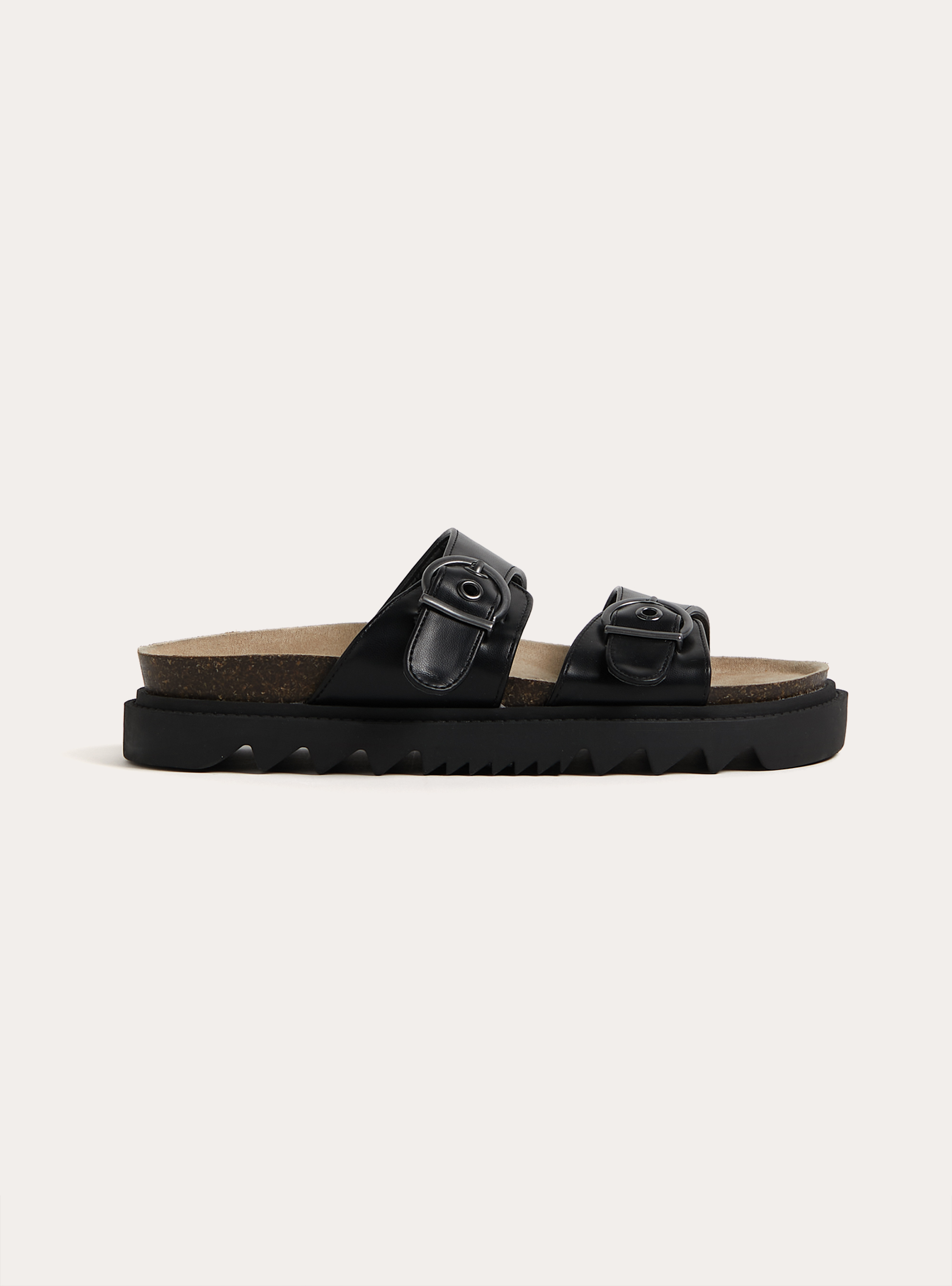 Sandali bassi con fibbie, BK1 BLACK