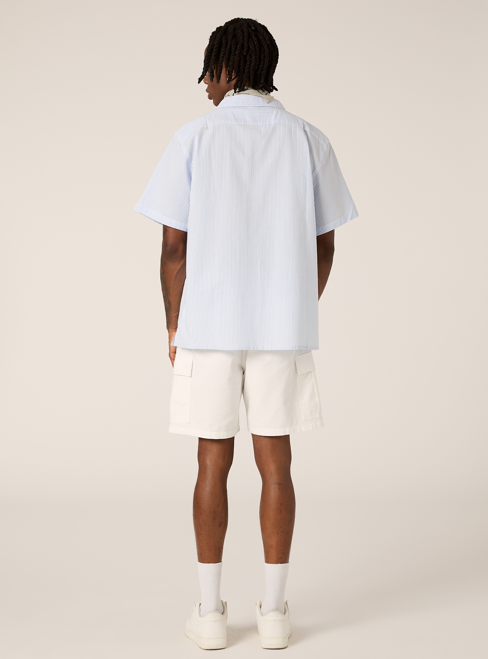 Camisa de rayas de manga corta, AZ3 AZURE LIGHT