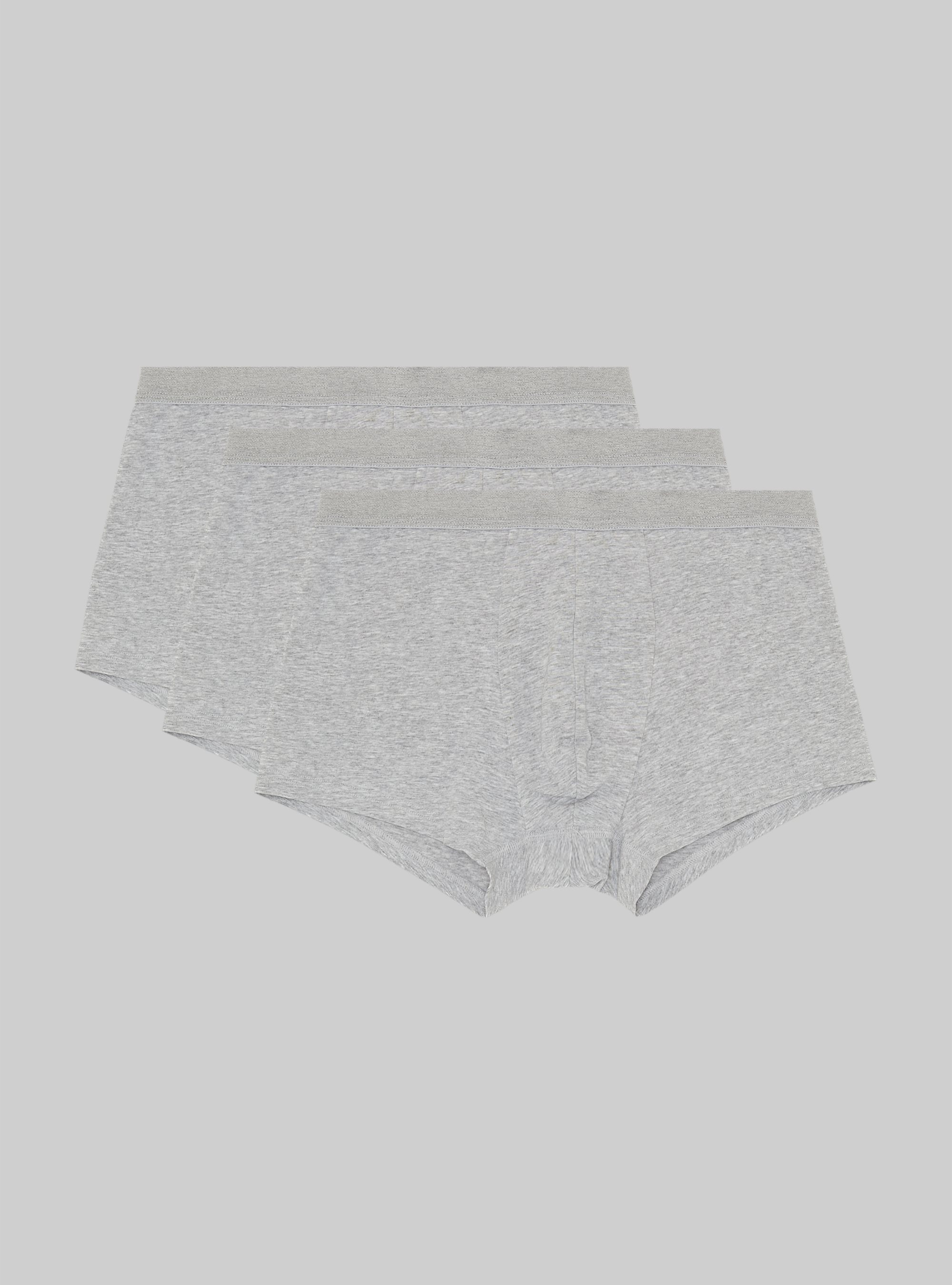 Set of 3 stretch cotton boxer shorts, MGY2 GREY MEL MEDIUM