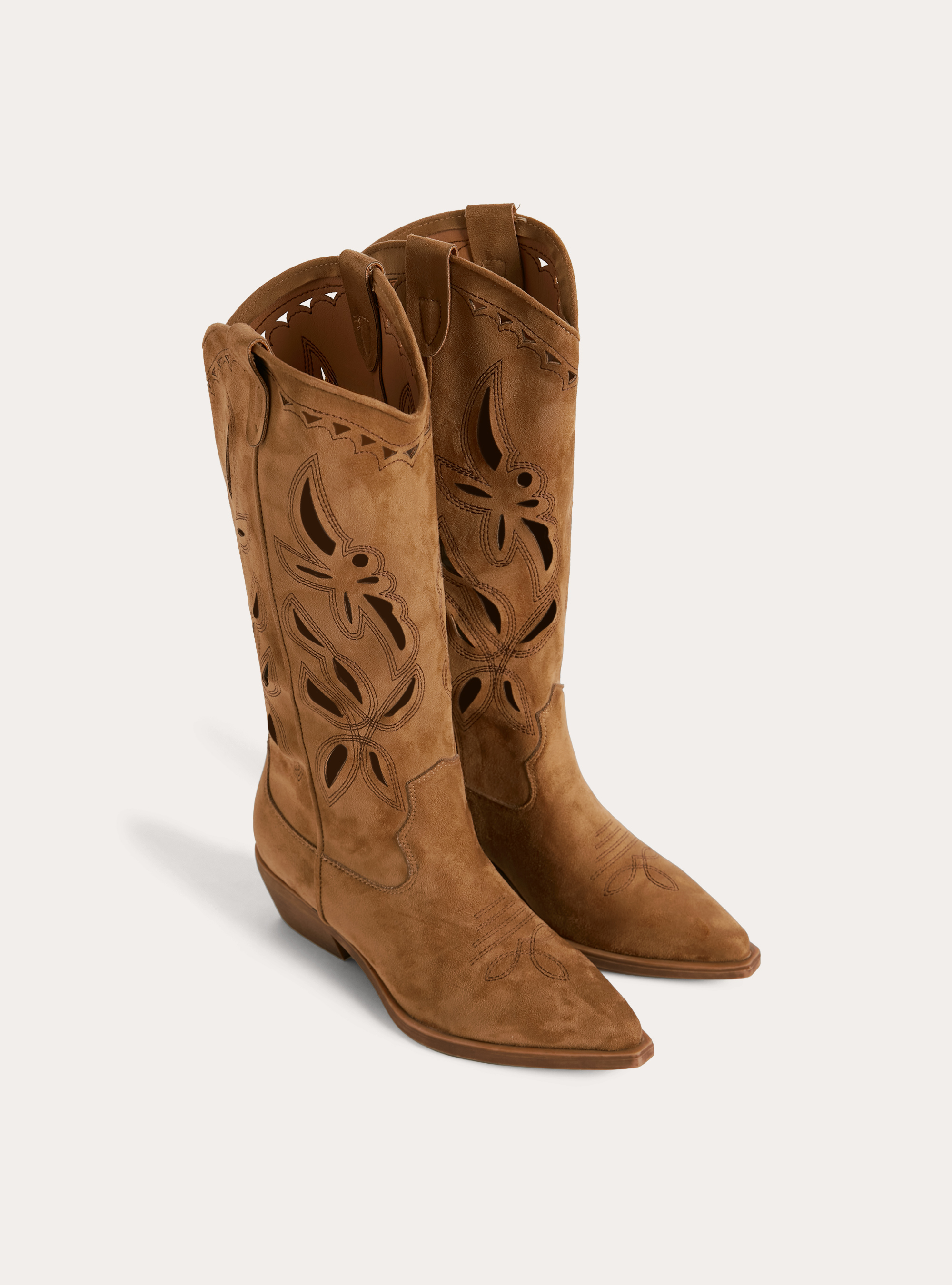 Stivali camperos traforati effetto camoscio, BG2 BEIGE MEDIUM