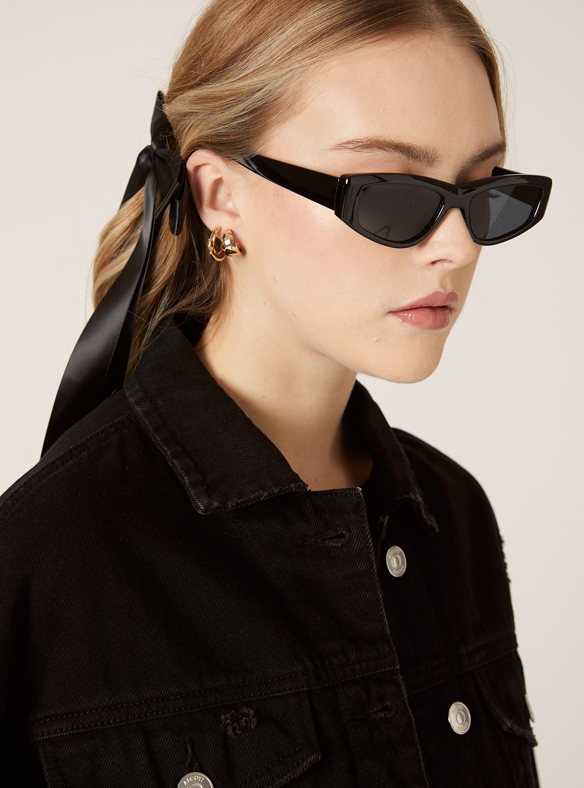 Fermaglio per capelli con fiocco satinato, BK1 BLACK