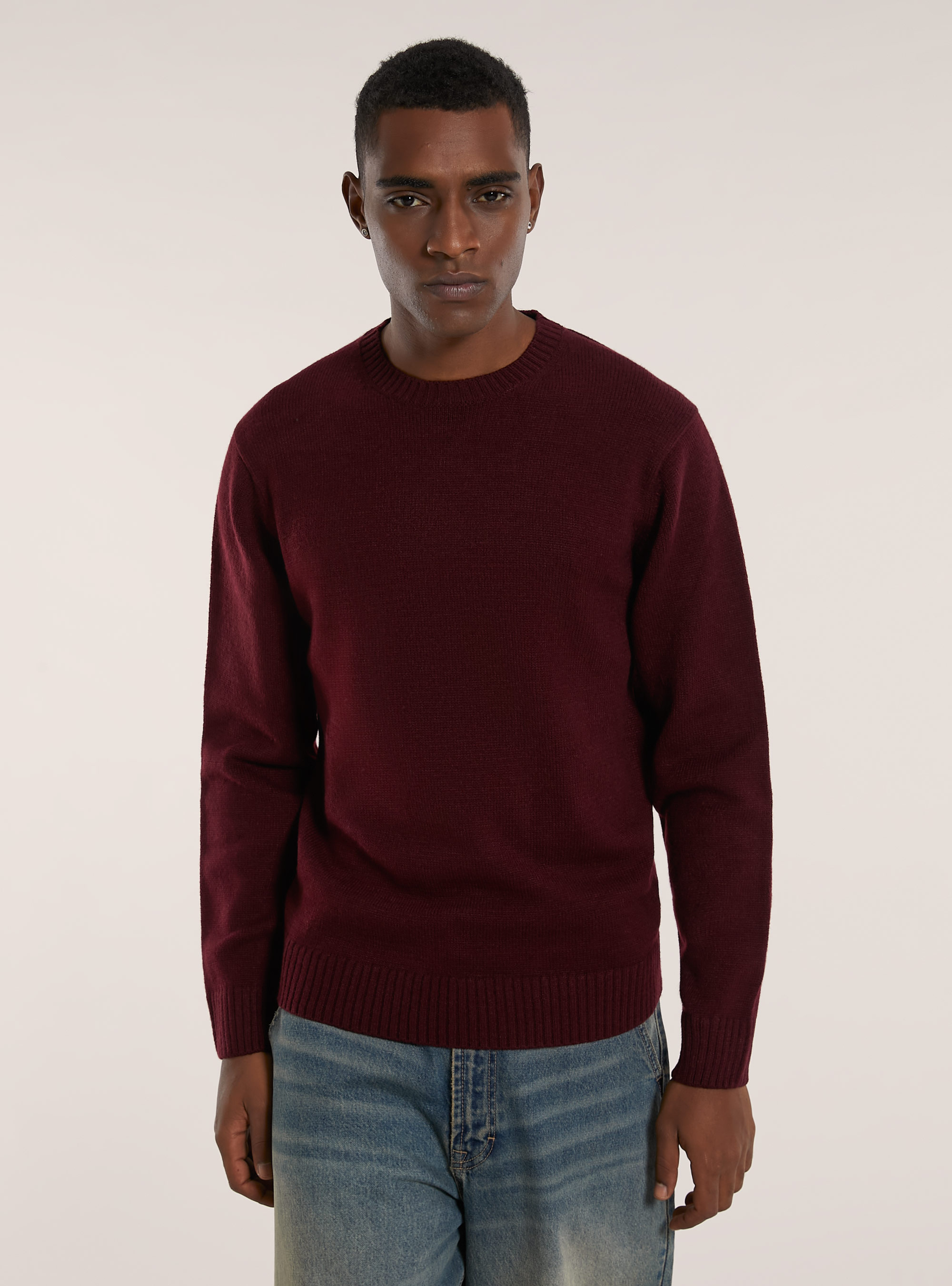 Maglione girocollo, BO1 BORDEAUX DARK
