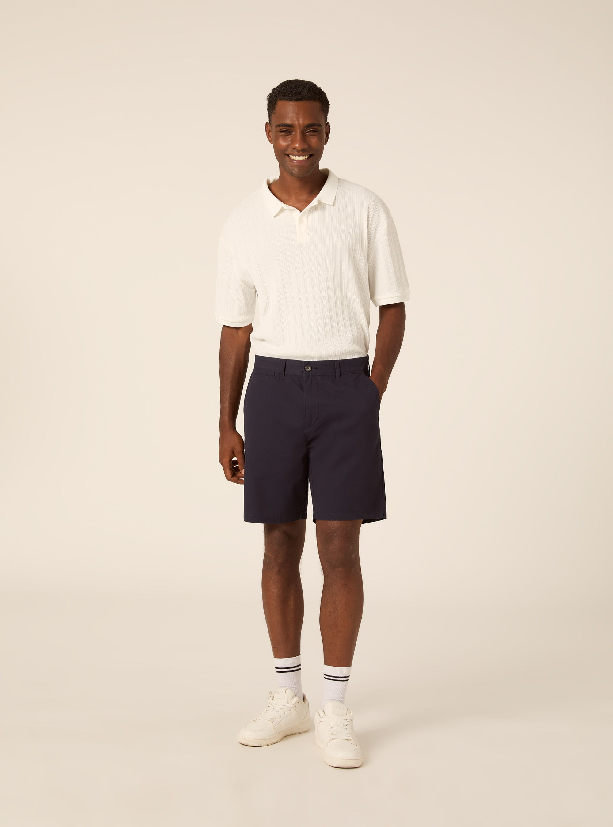 Bermudas de sarga de ajuste liso, NA1 NAVY DARK