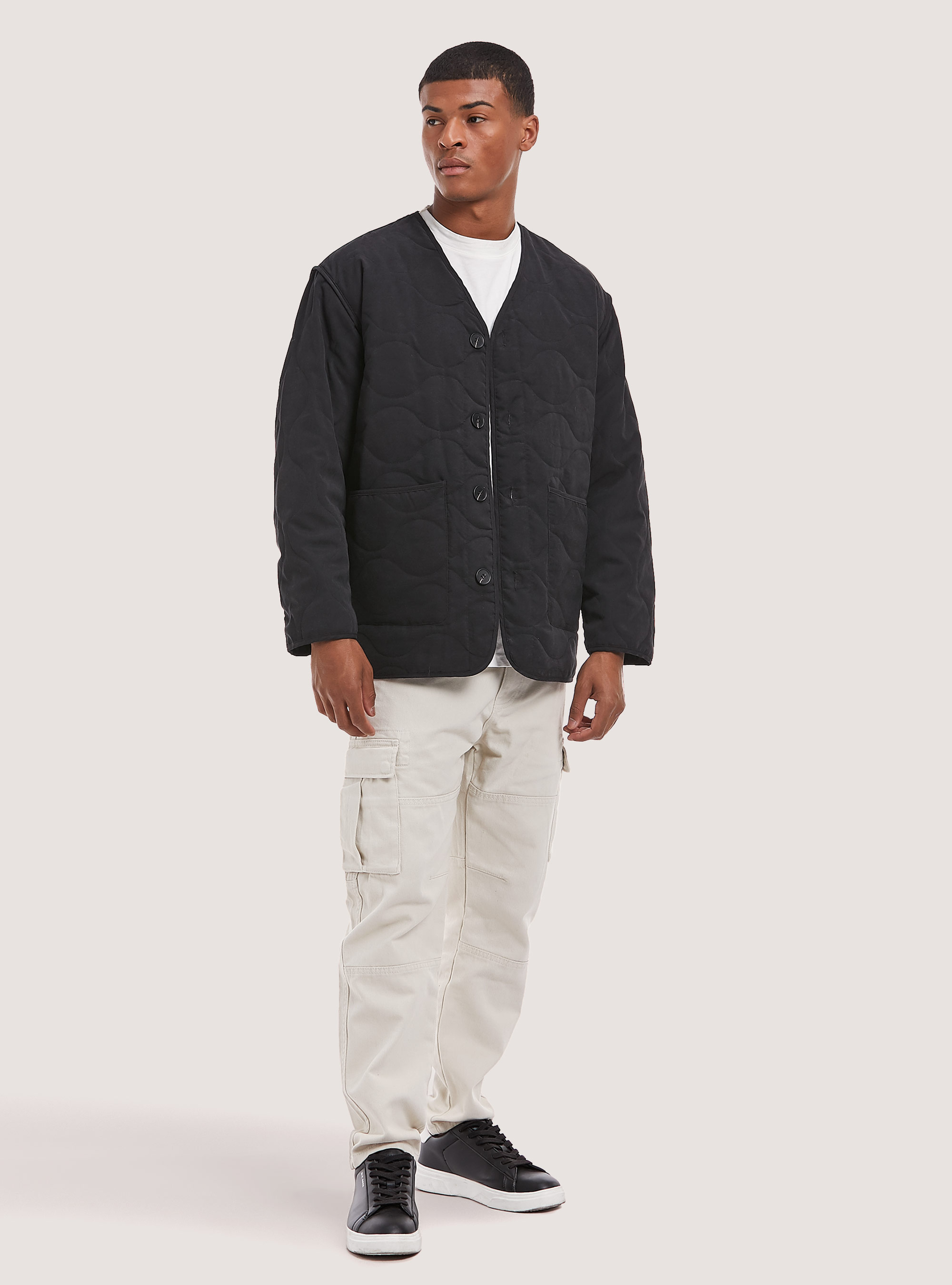 Quilted jacket with recycled padding, BK1 BLACK