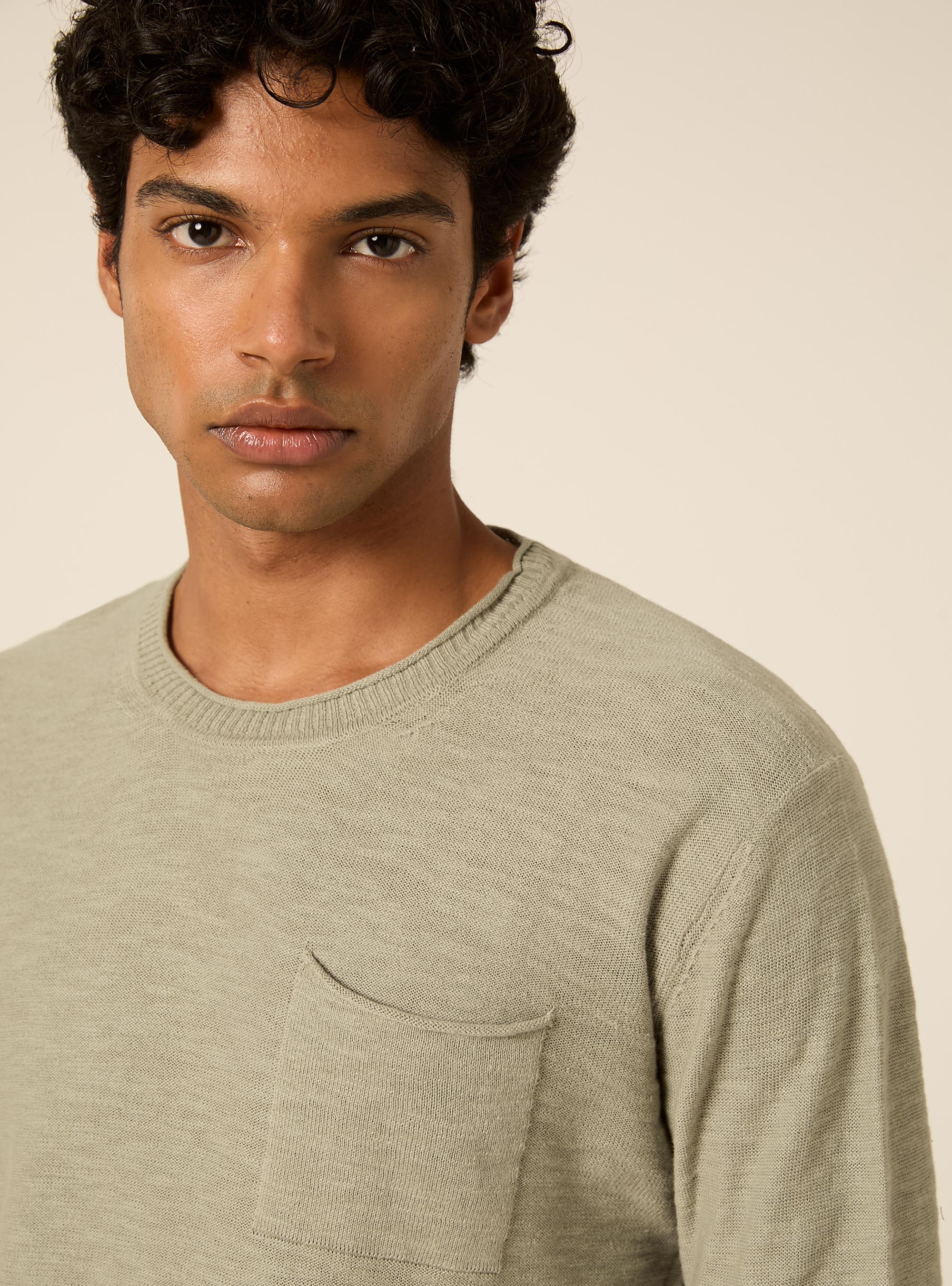 Pullover  in cotone slub, SALVIA CHIARO