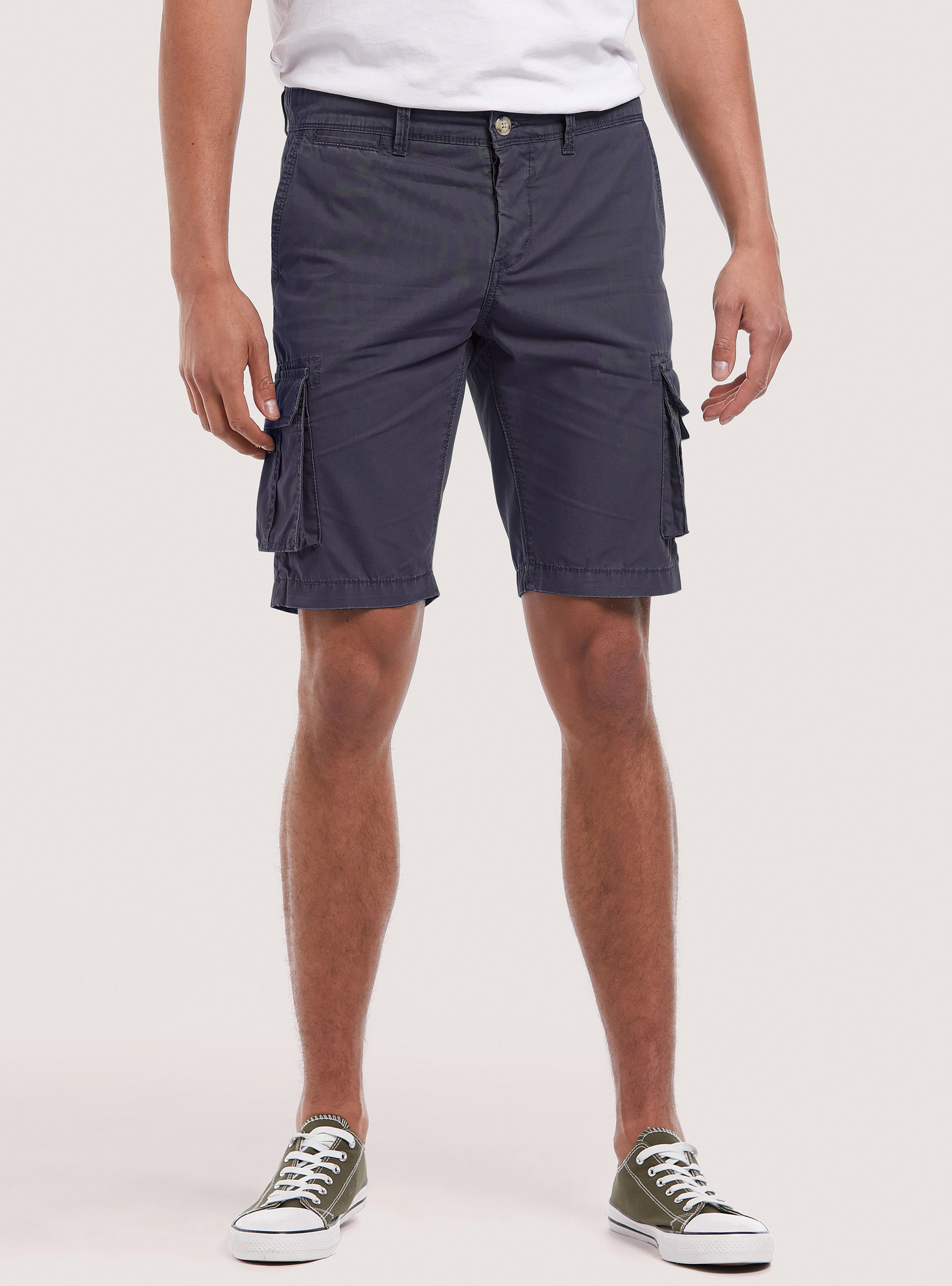 Cotton bermuda shorts with large pockets, BLUE NAVY