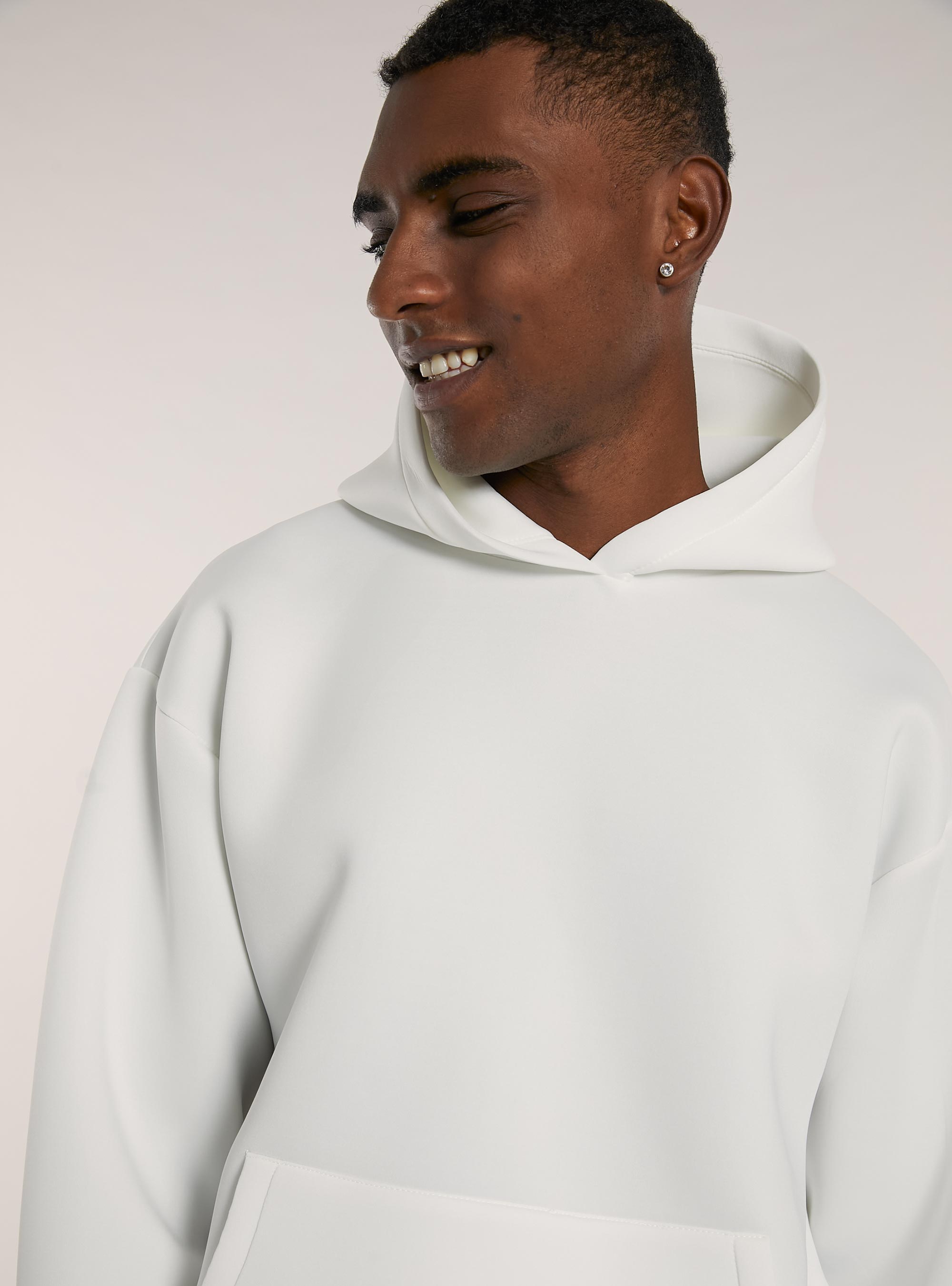 Sudadera boxy fit en tejido scuba, WH2 WHITE
