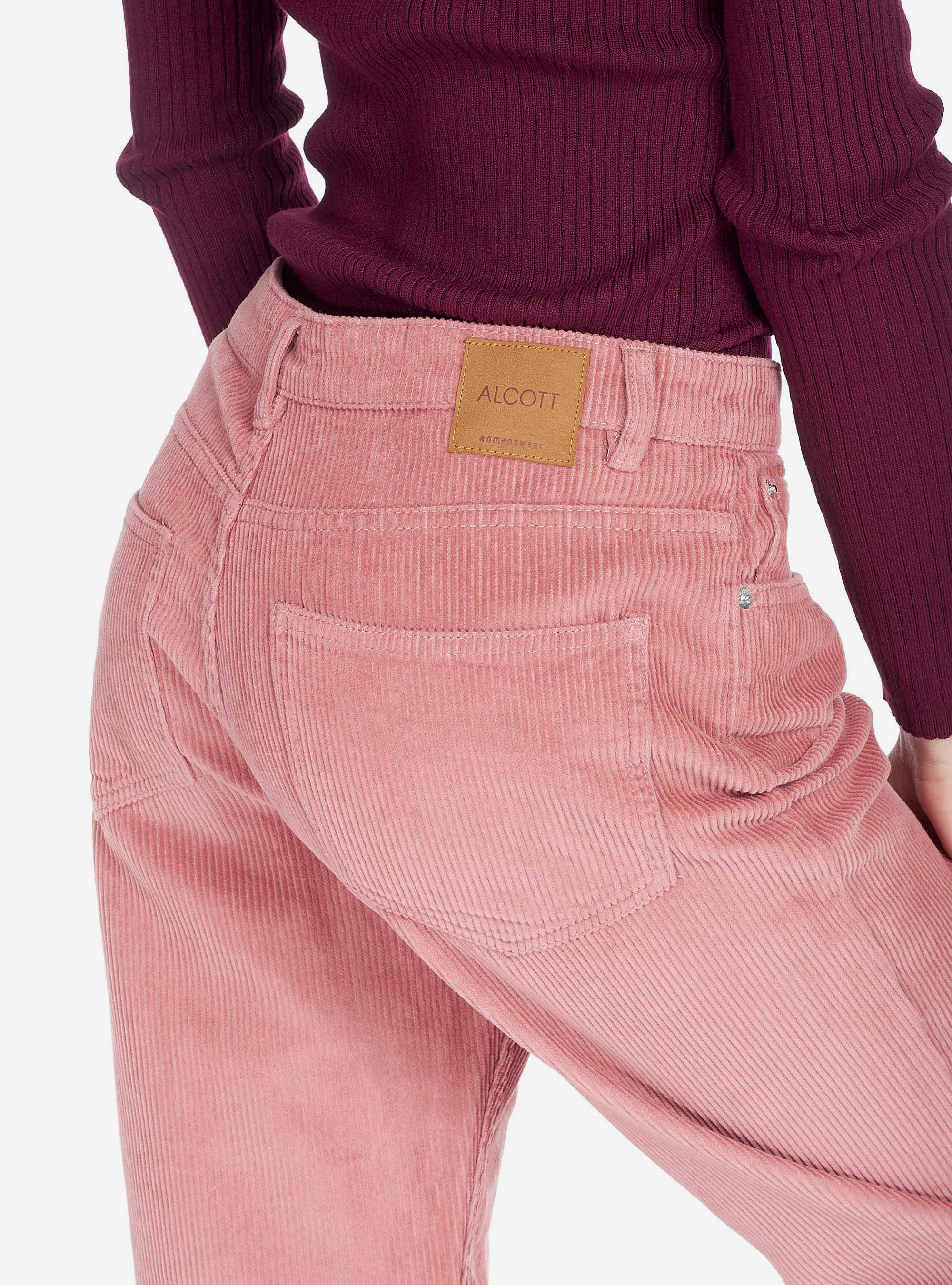 RIBBED VELVET PANTS, PINK