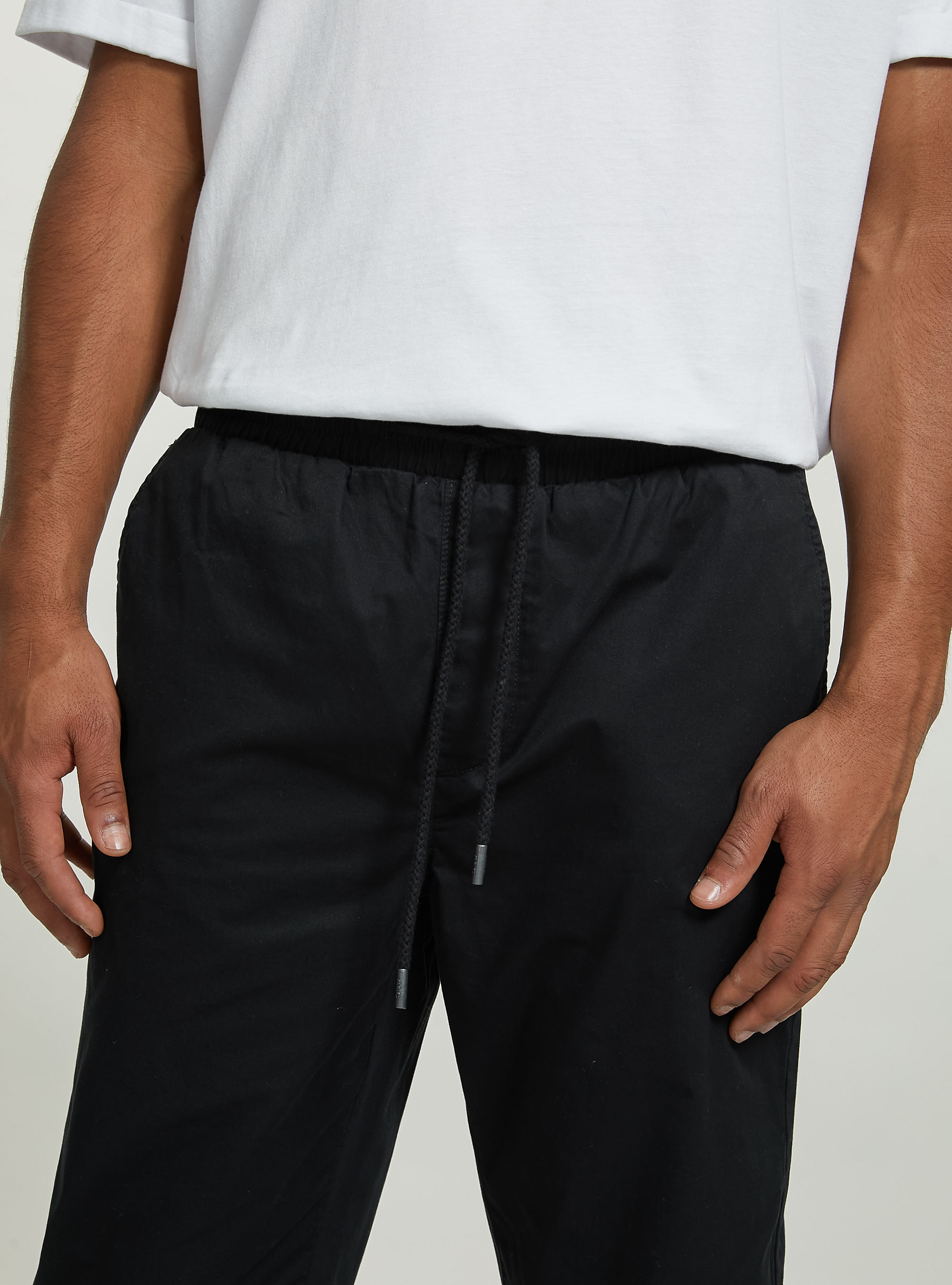 Twill chinos with elasticated waistband, BK1 BLACK