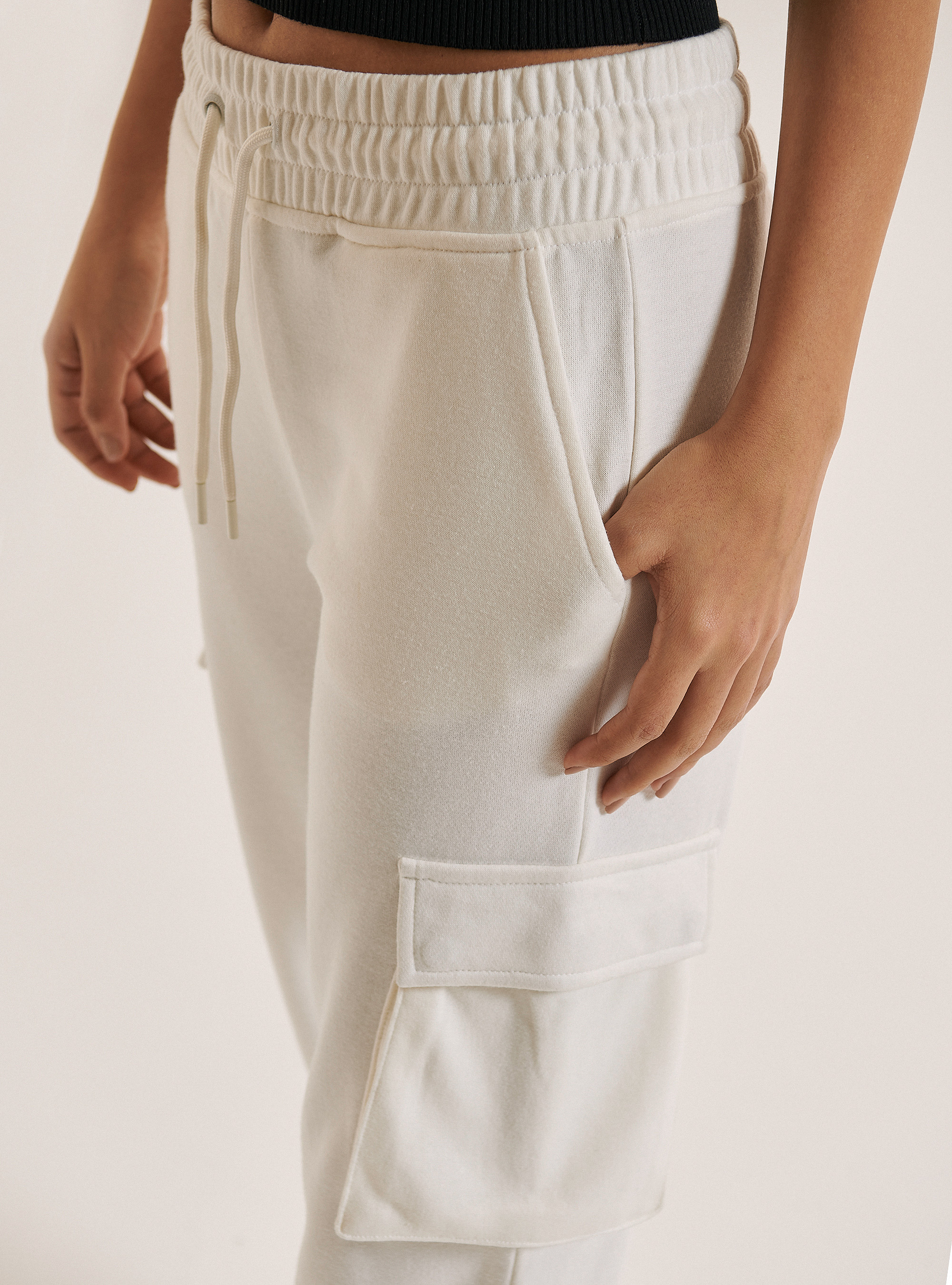 Jogger trousers with side pockets, WHITE