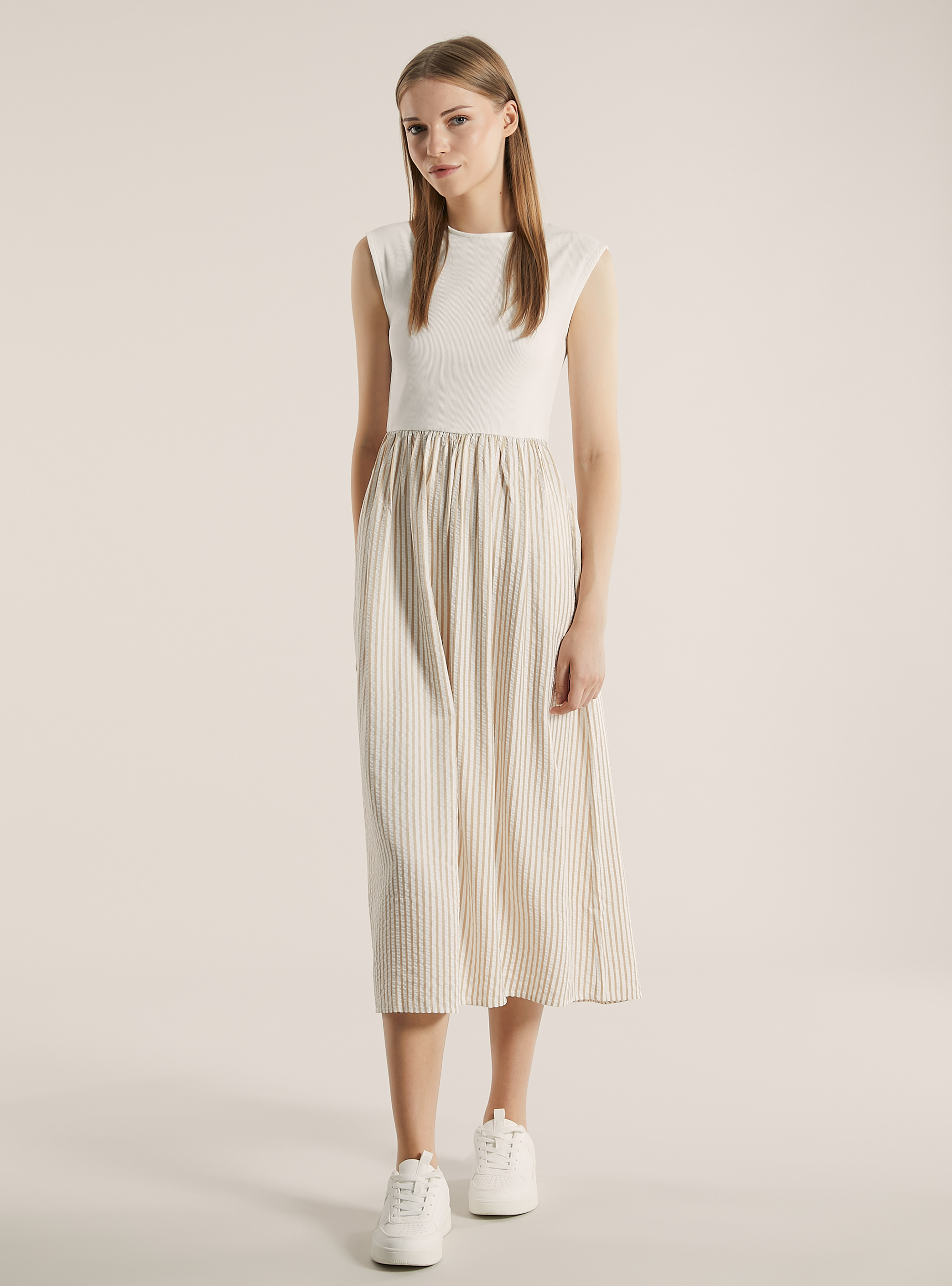 Combined midi dress, WH1 OFF WHITE