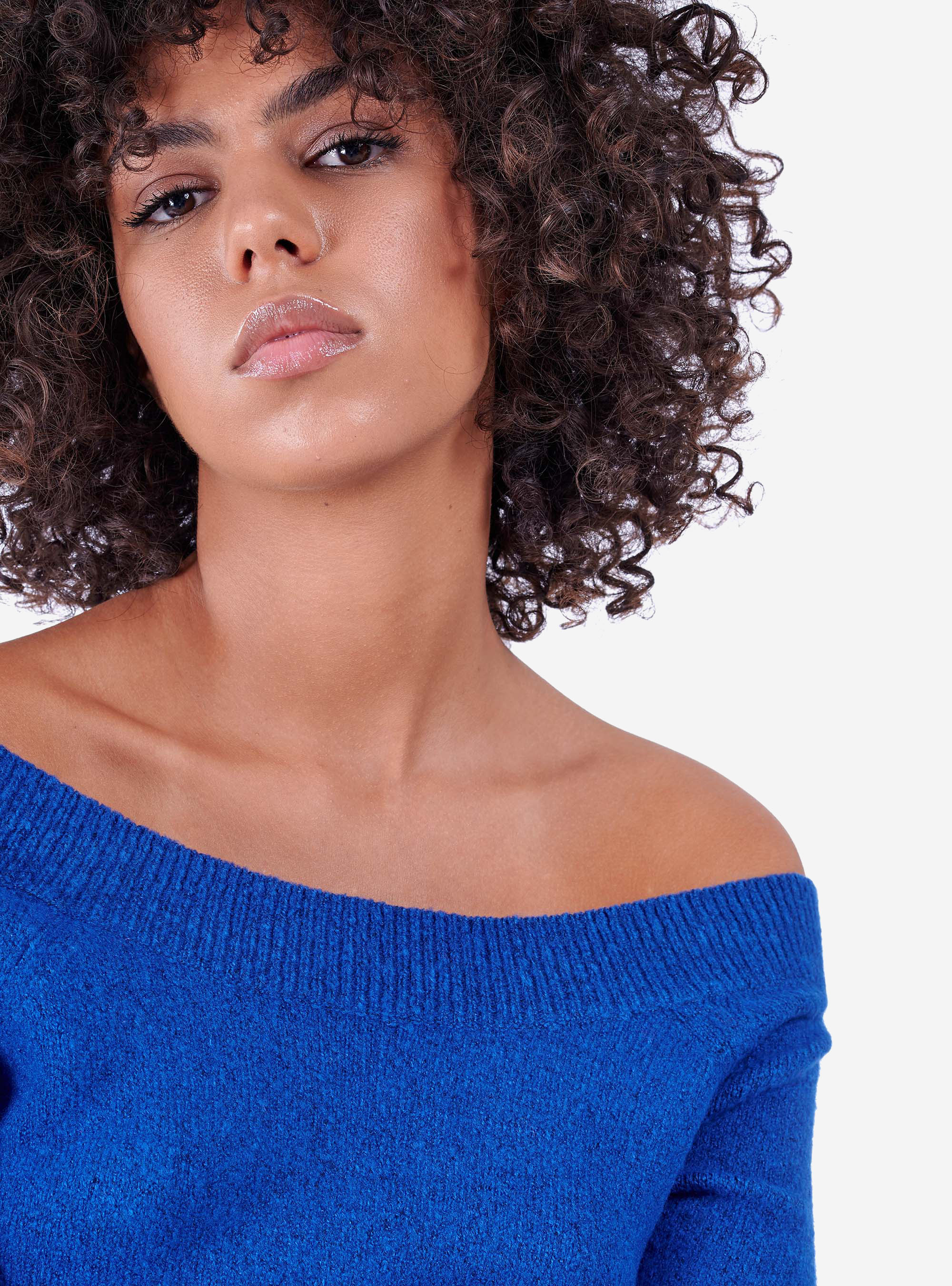 Maglia con collo ampio, BLU ROYAL