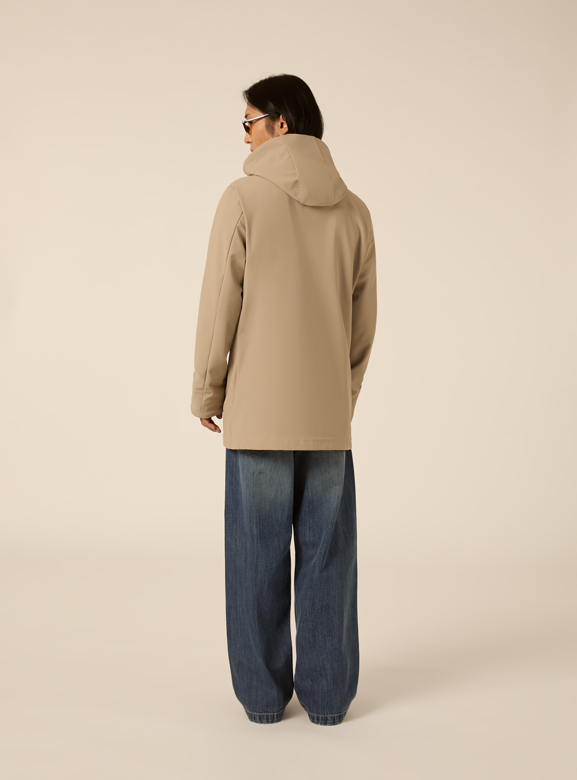 Technical softshell hooded parka with zip, CR3 CREAM LIGHT