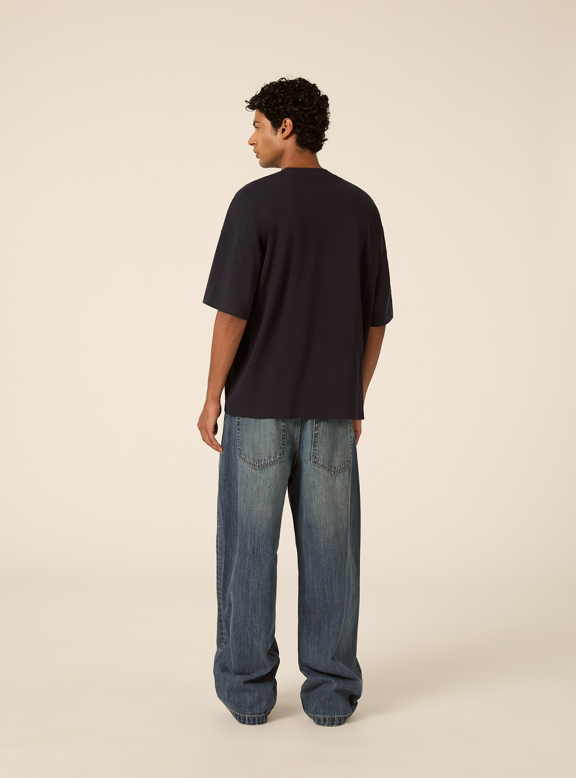 T-shirt boxy fit con tagli sulle spalle, NA1 NAVY DARK