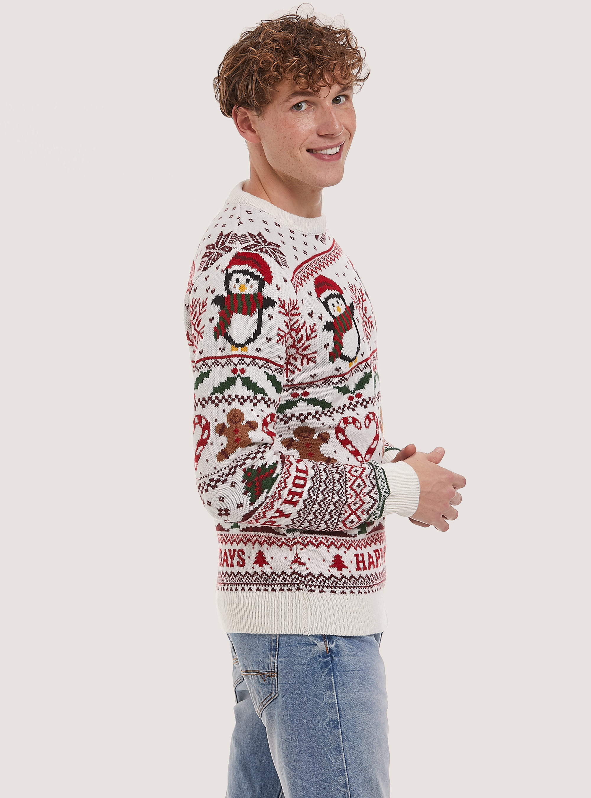 Pull de la collection Famille de Noel, WH1 OFF WHITE