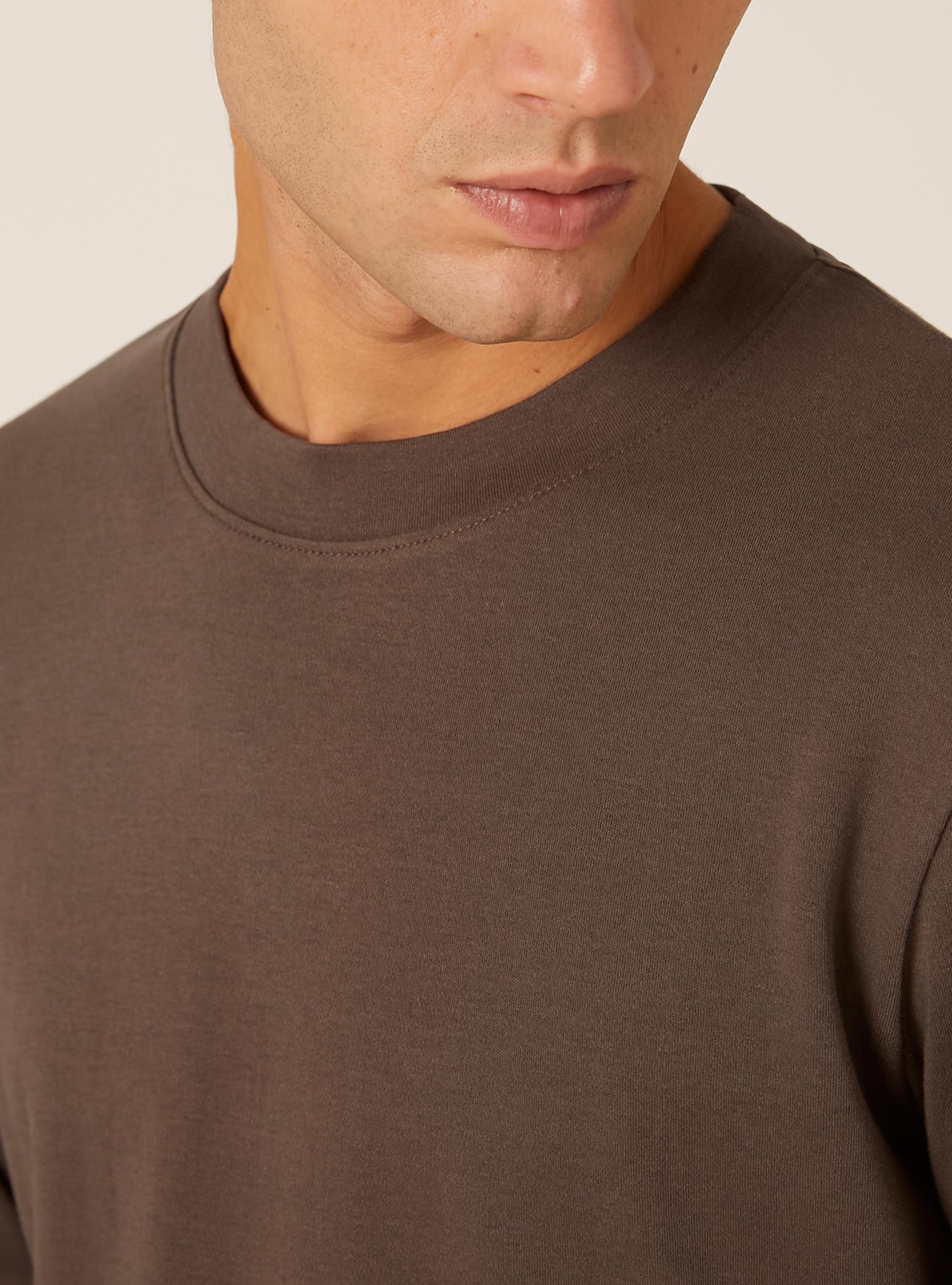 Langärmliges Baumwoll-T-Shirt, BR1 BROWN DARK