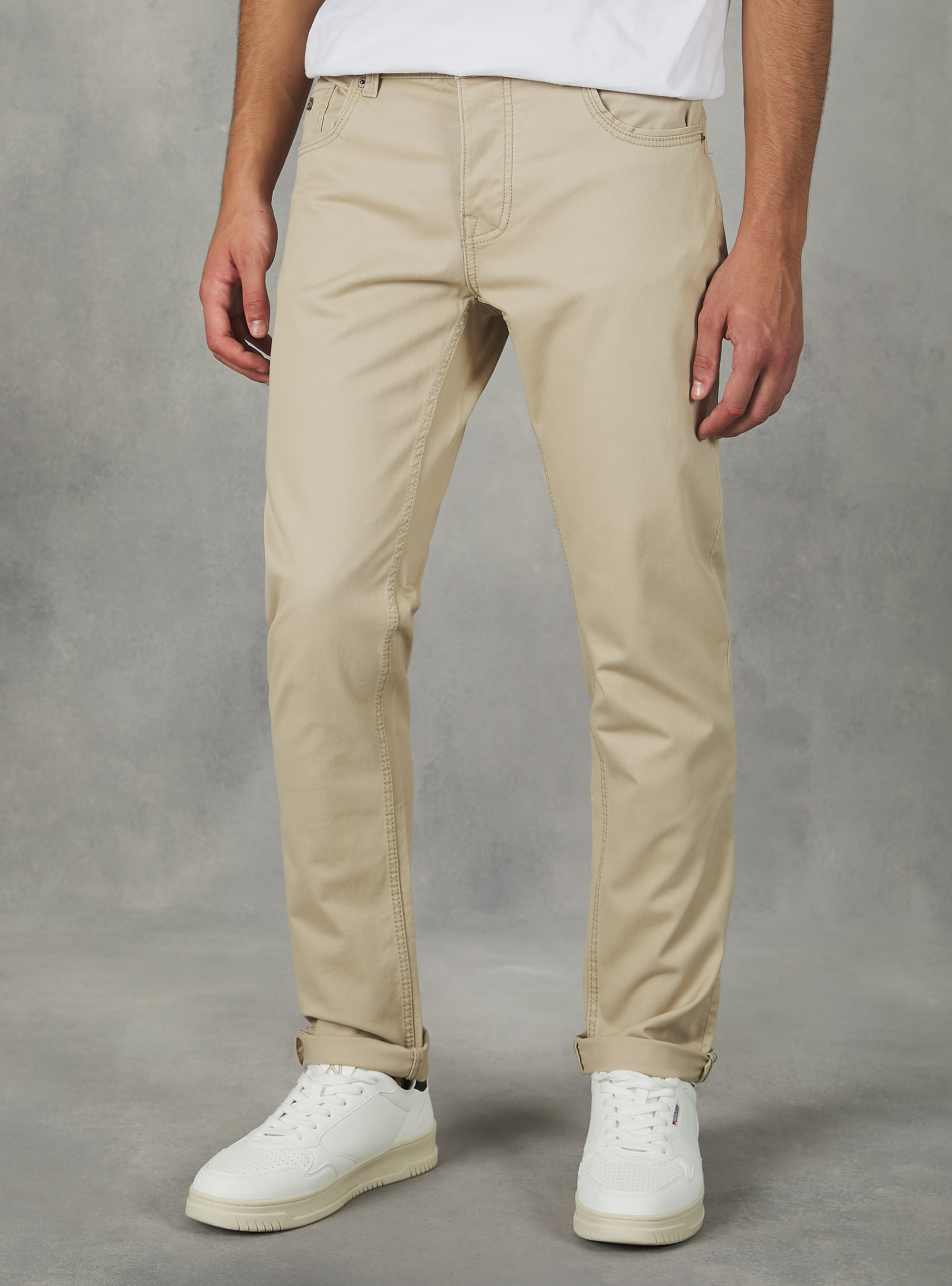 Skinny fit cotton trousers, BG2 BEIGE MEDIUM