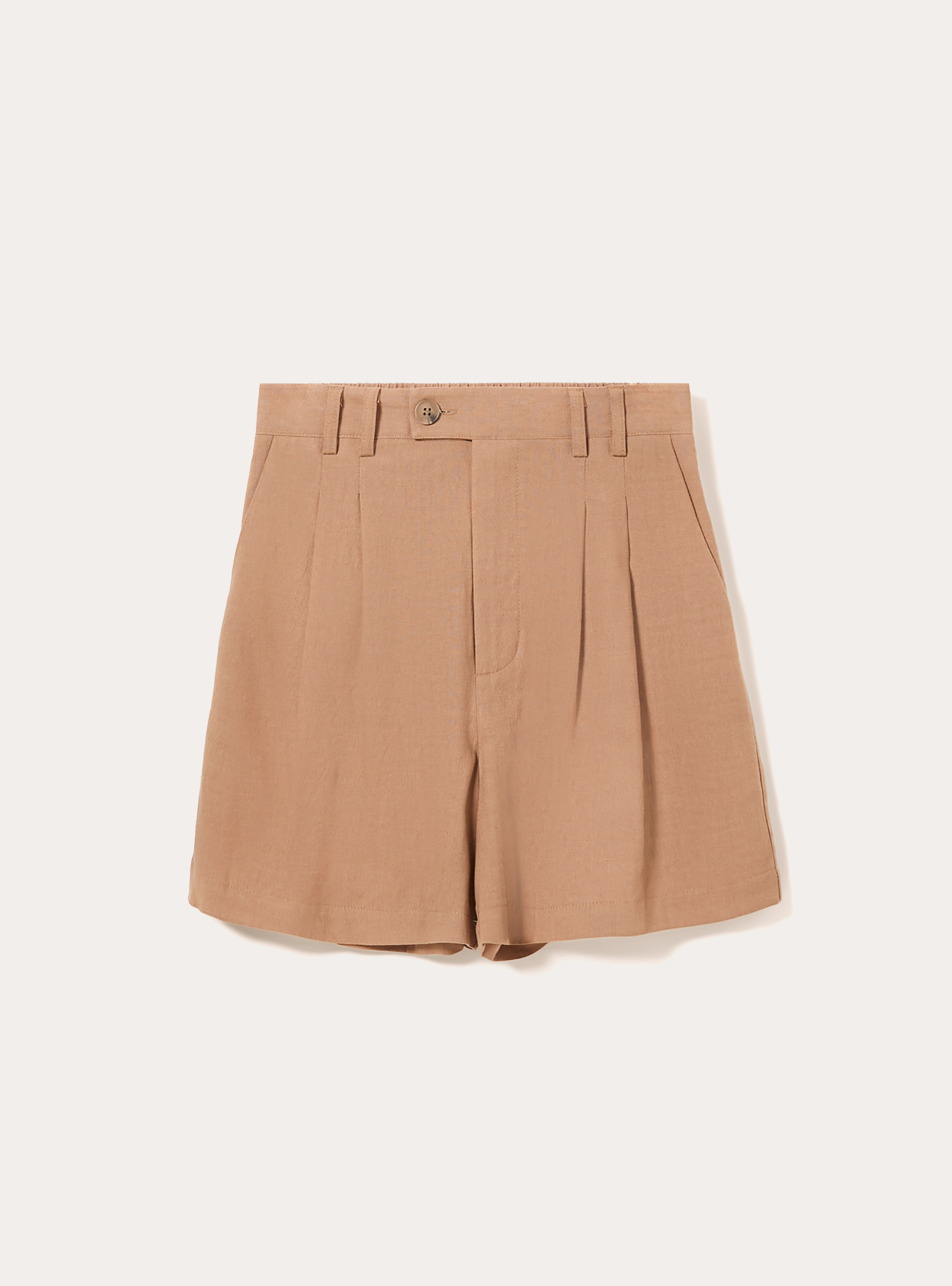 Solid-coloured linen-blend bermuda shorts, TB2 TOBACCO MEDIUM