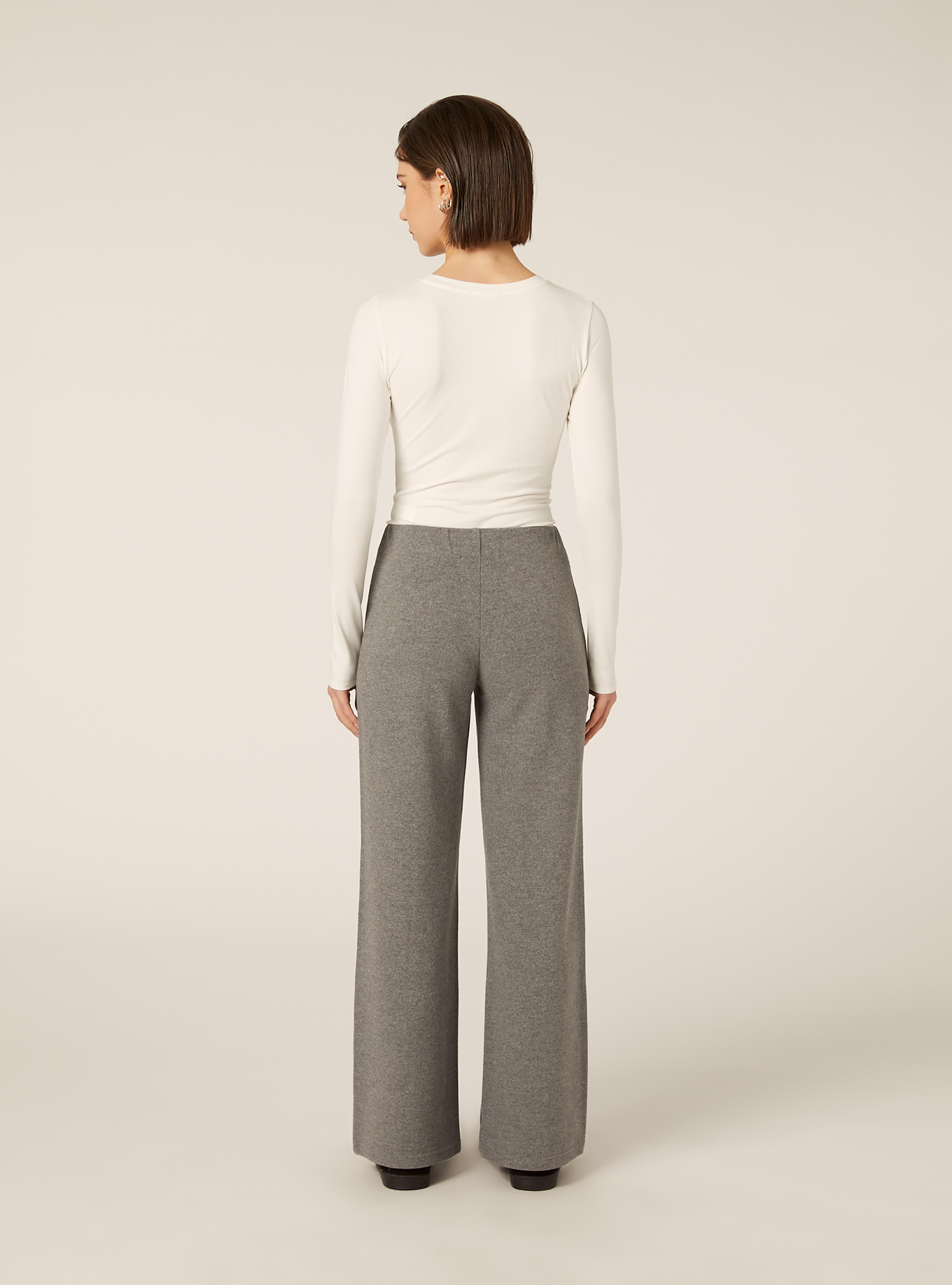 Pantaloni in maglia con nervatura, MGY2 GREY MEL MEDIUM