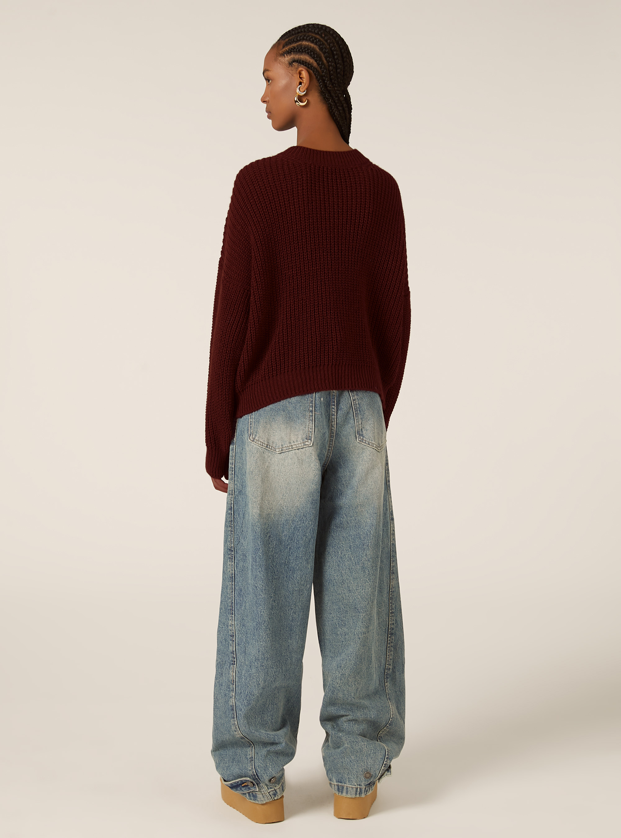 Pullover girocollo, BO2 BORDEAUX MEDIUM