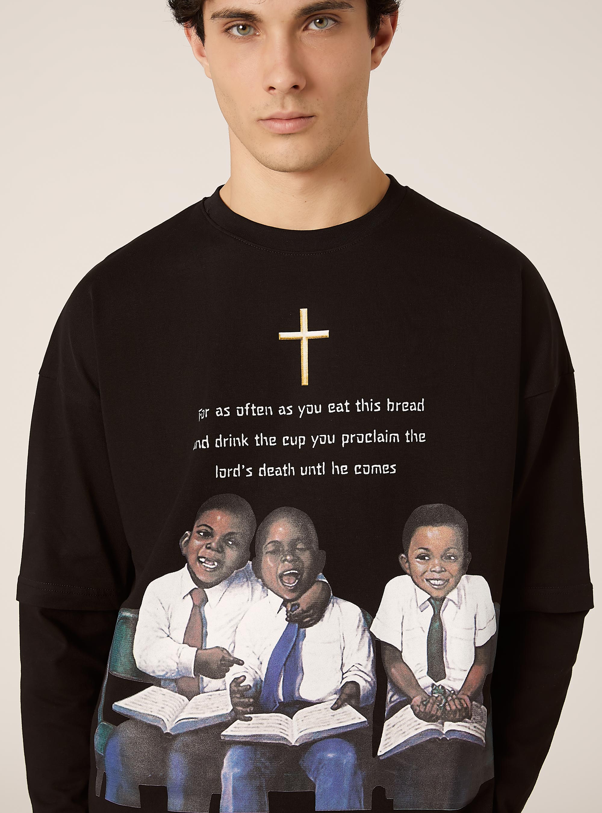 T-shirt à manches longues, coupe évasée, BK1 BLACK