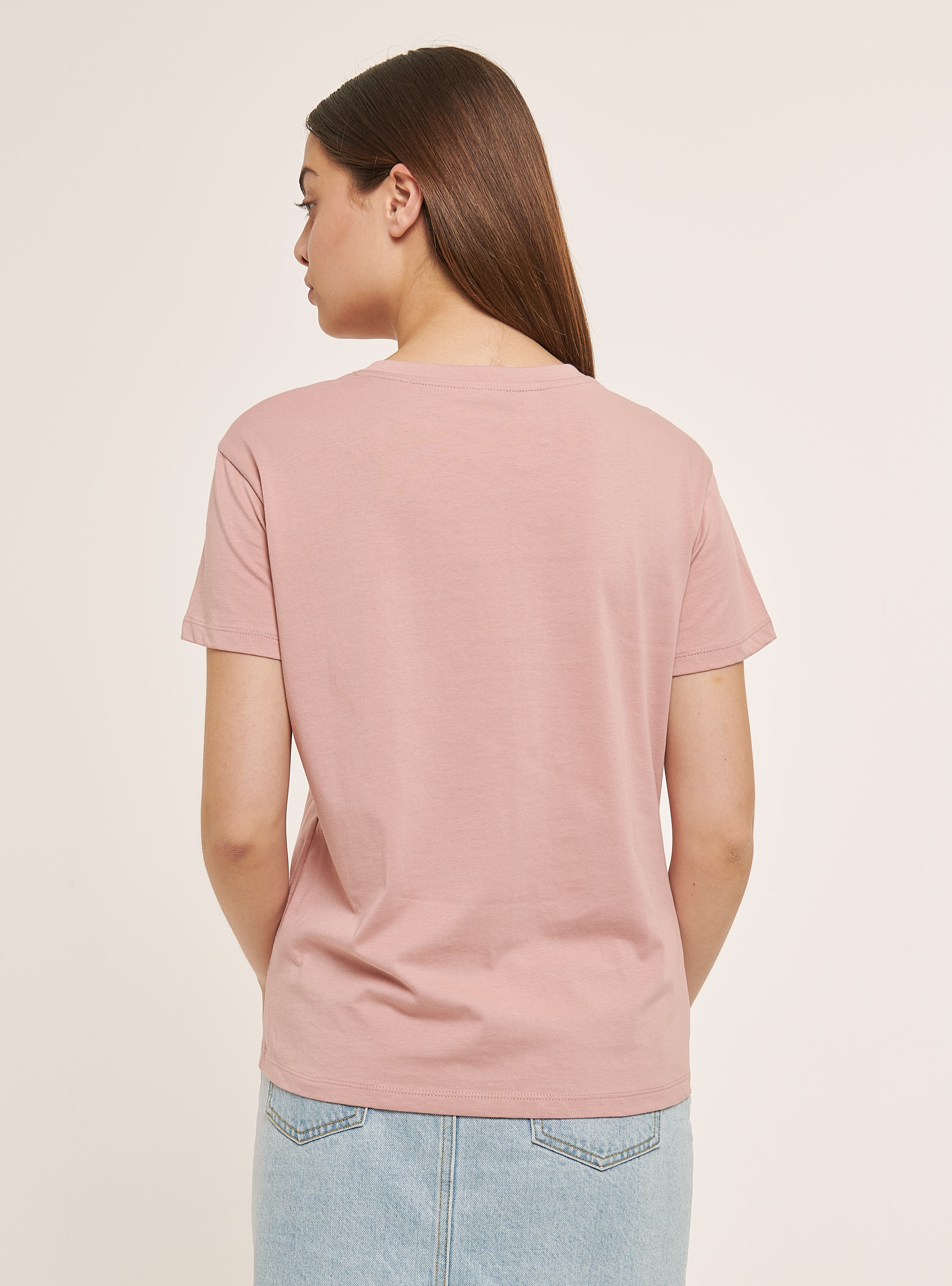 Cotton T-shirt with glitter print, PINK
