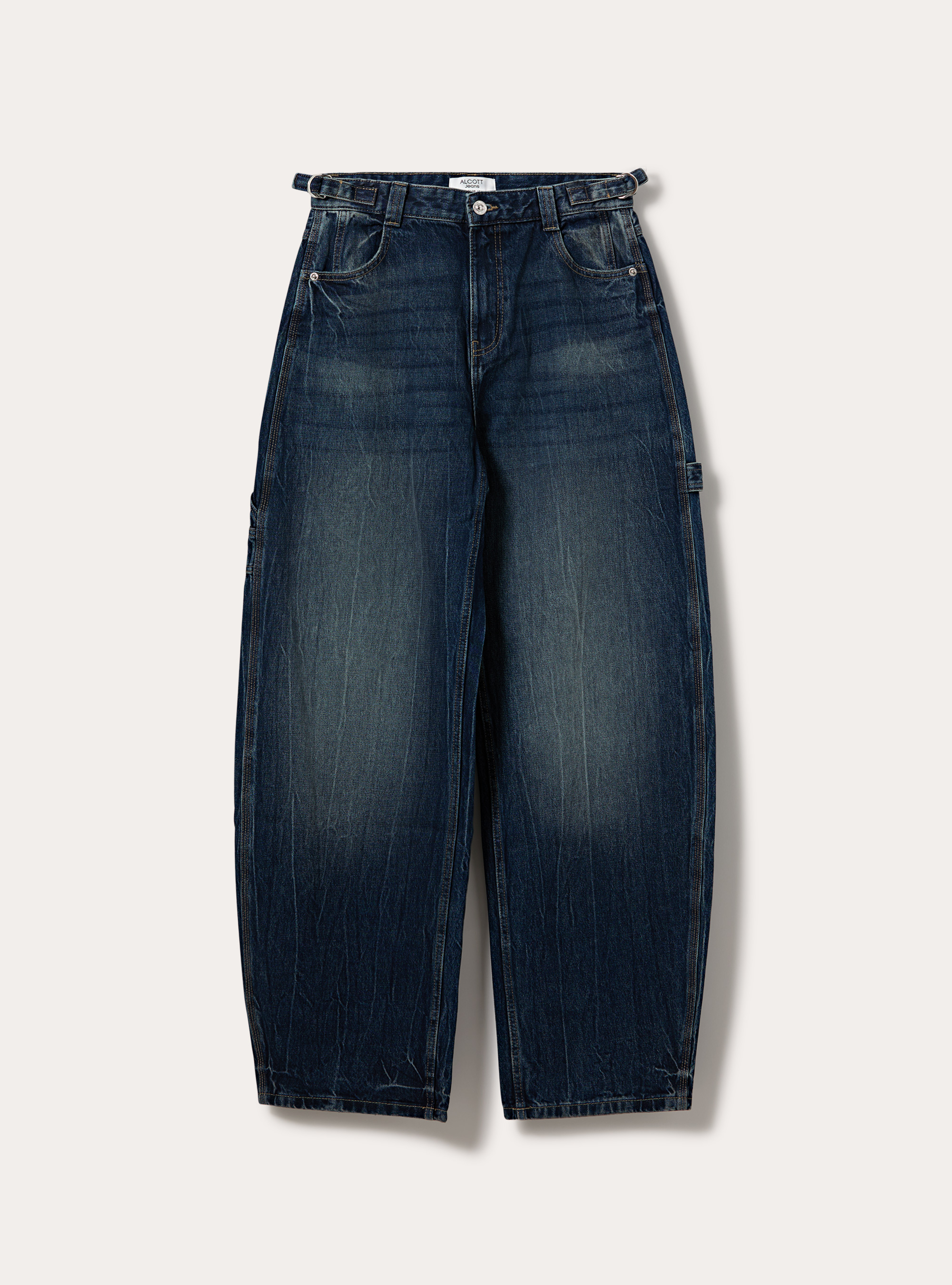 Jeans balloon carpenter con vita regolabile, D003 MEDIUM BLUE