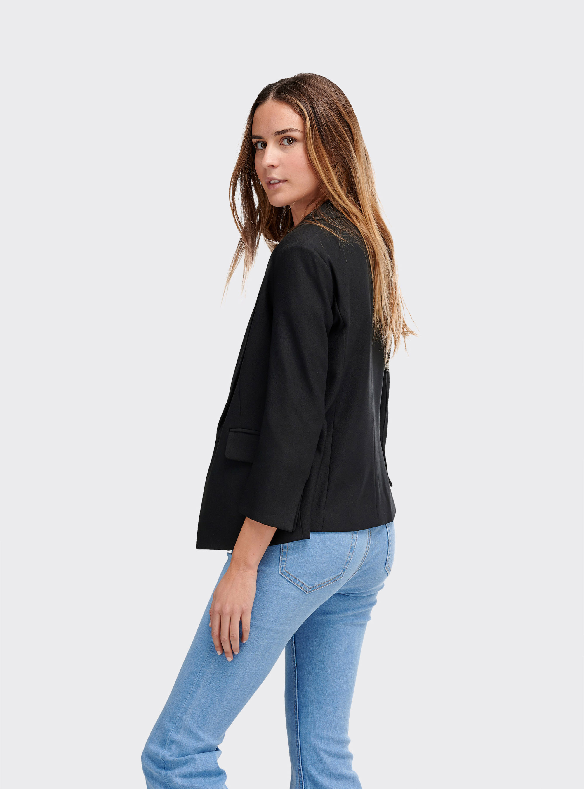 Blazer corto avvitato, NERO