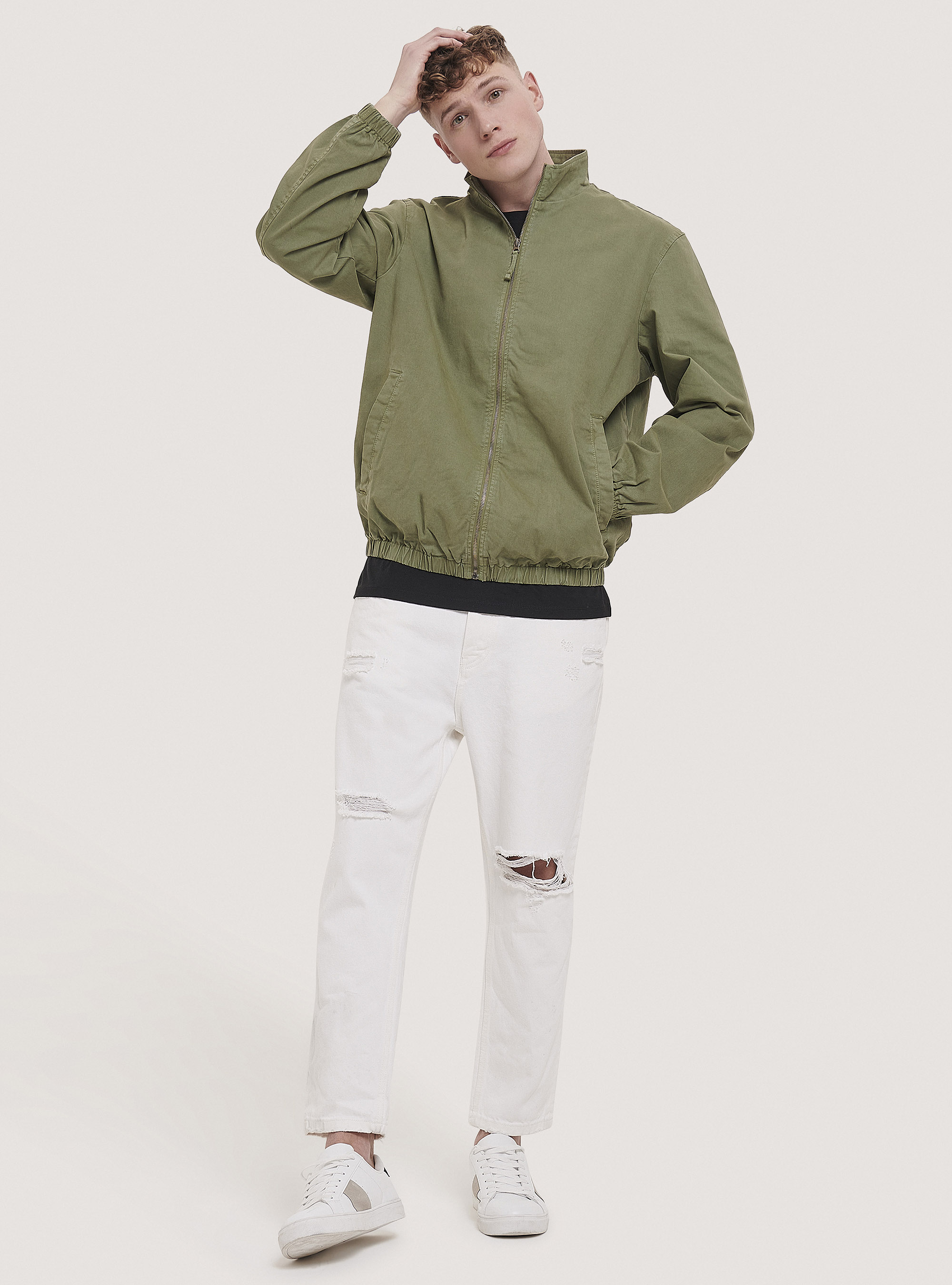 Blouson bombardier en coton teint dans la masse, C622 KAKY