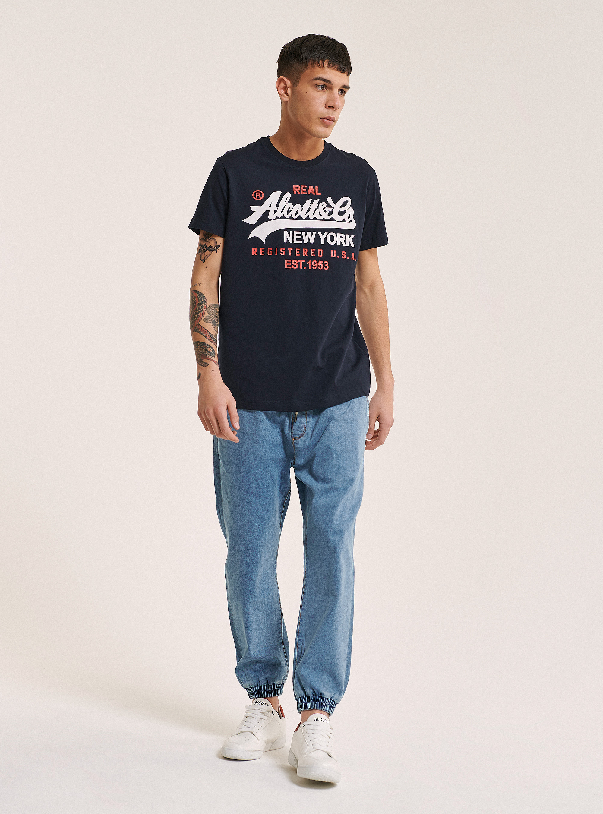 T-shirt with frontal logo printed, BLUE