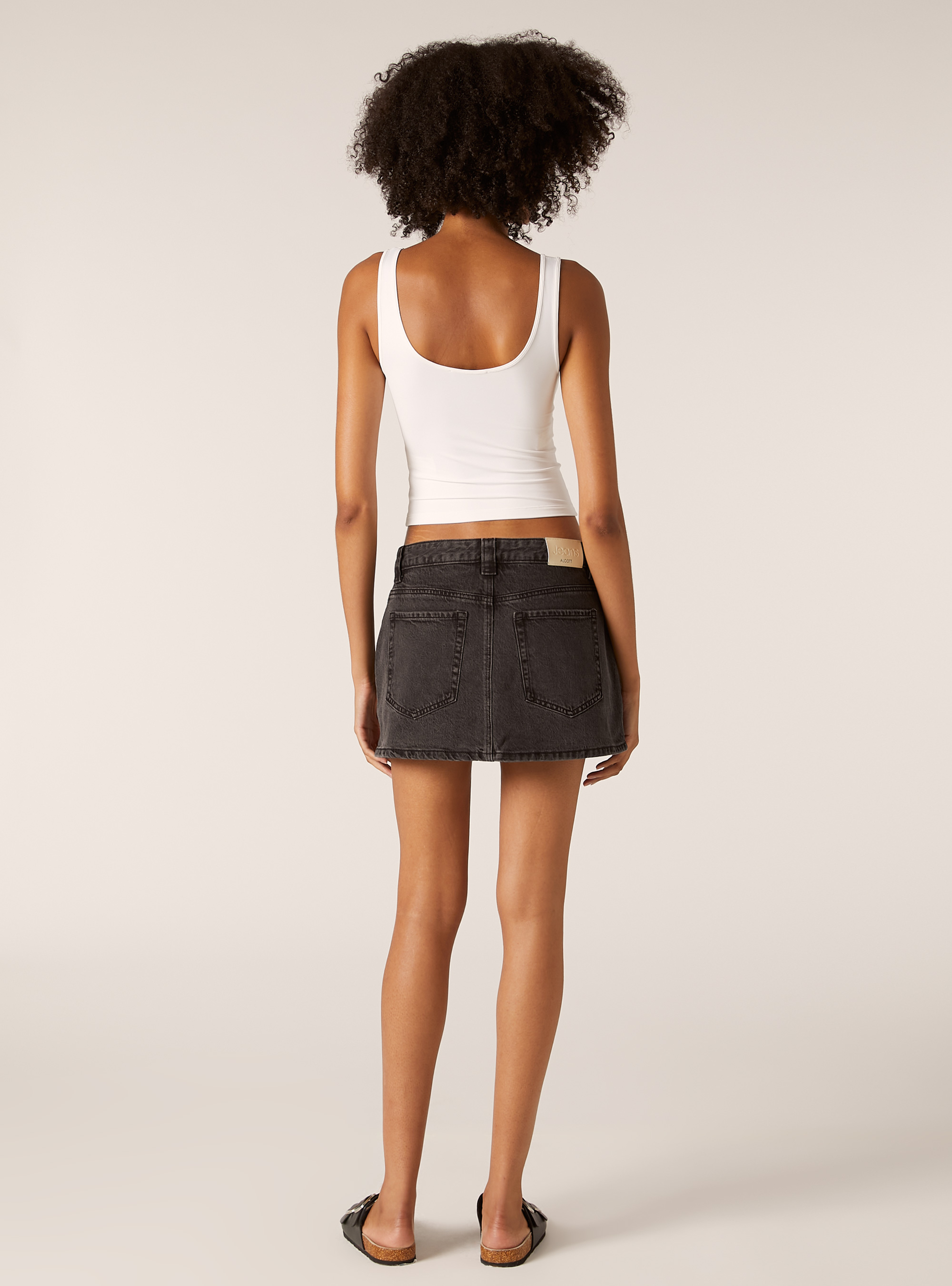 Mini skort in denim, D000 BLACK