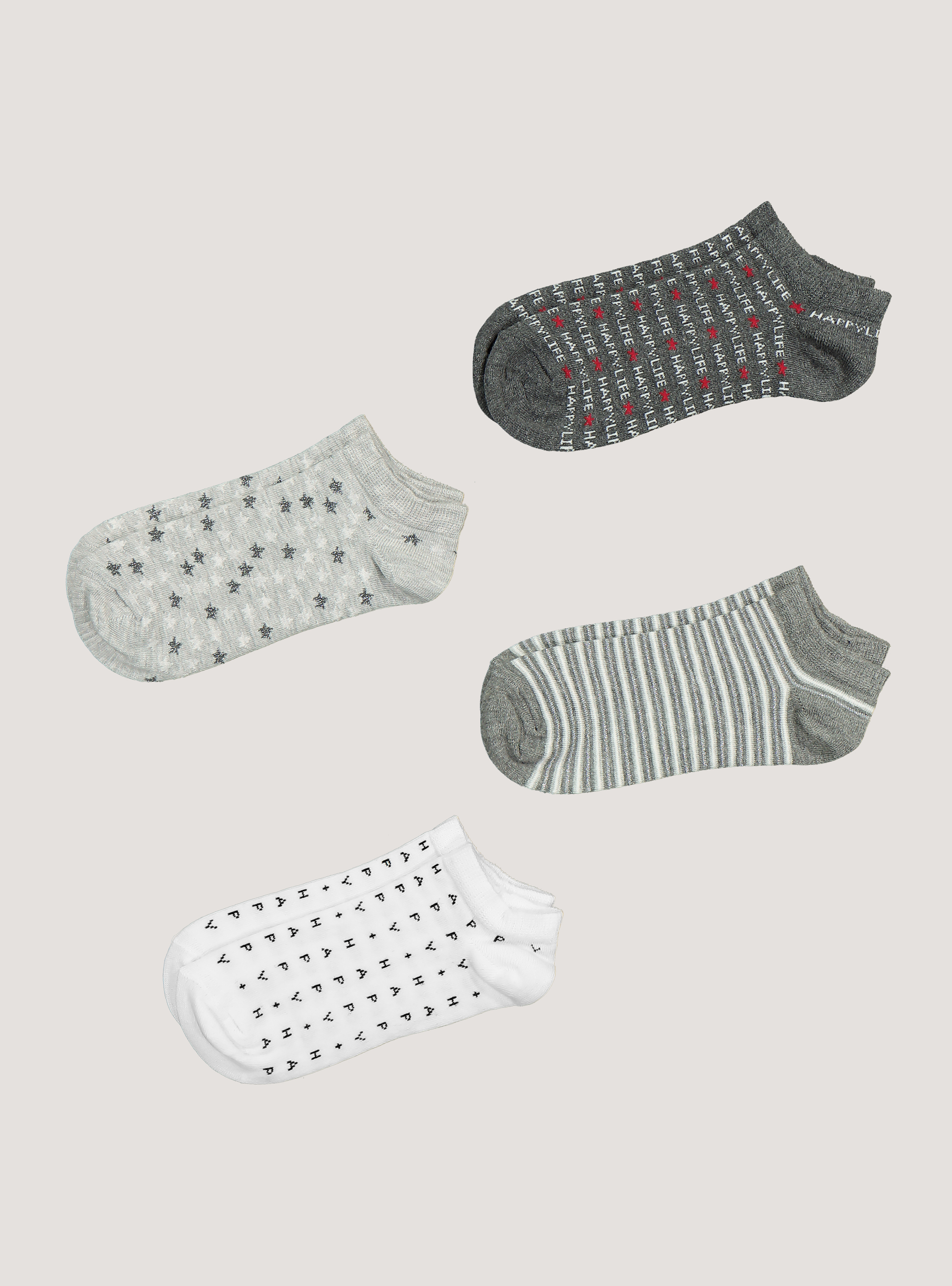 Set 4 paia di calzini con scritta, MULTICOLOR