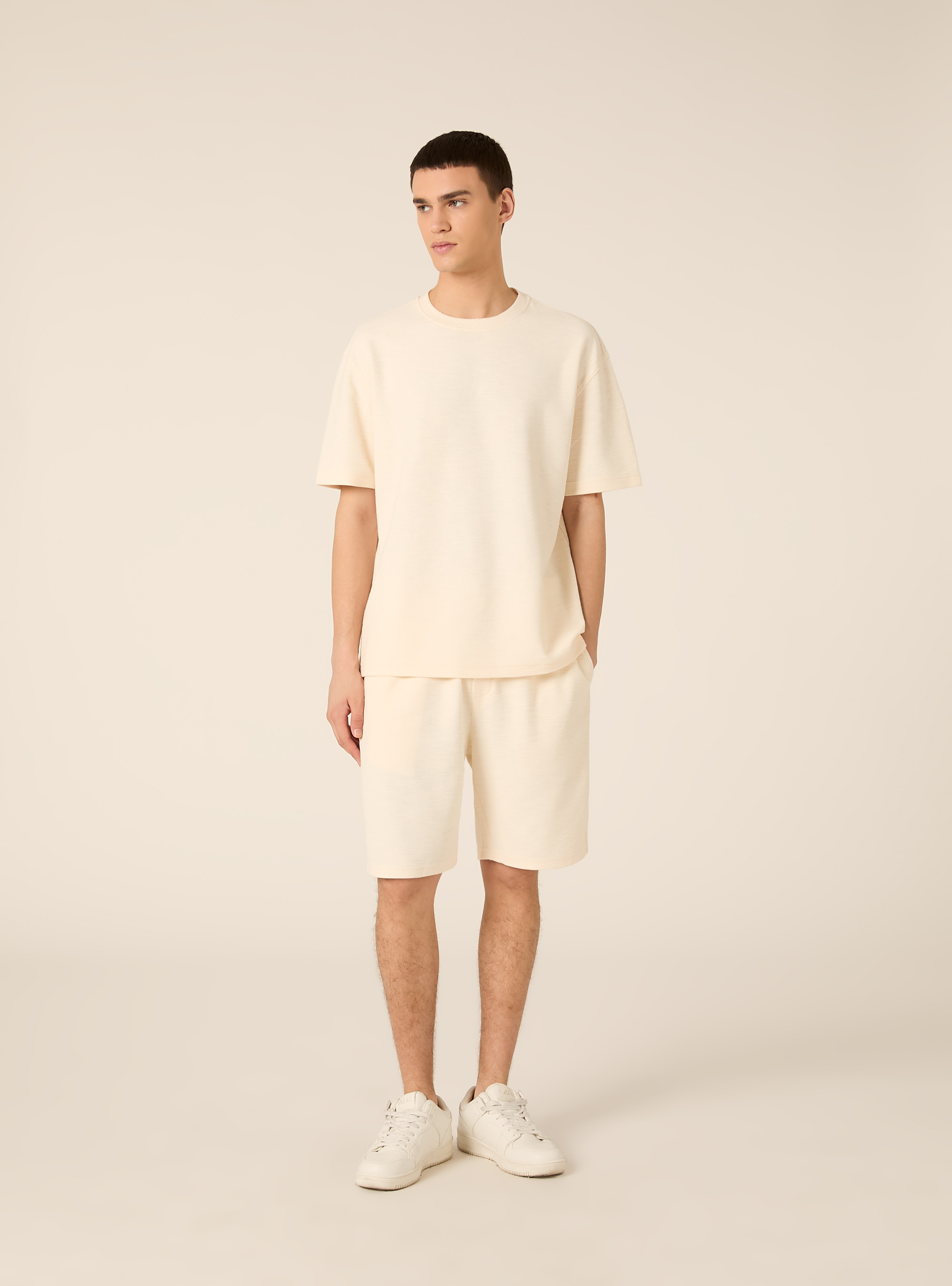 T-shirt in interlock waffle, WH2 WHITE