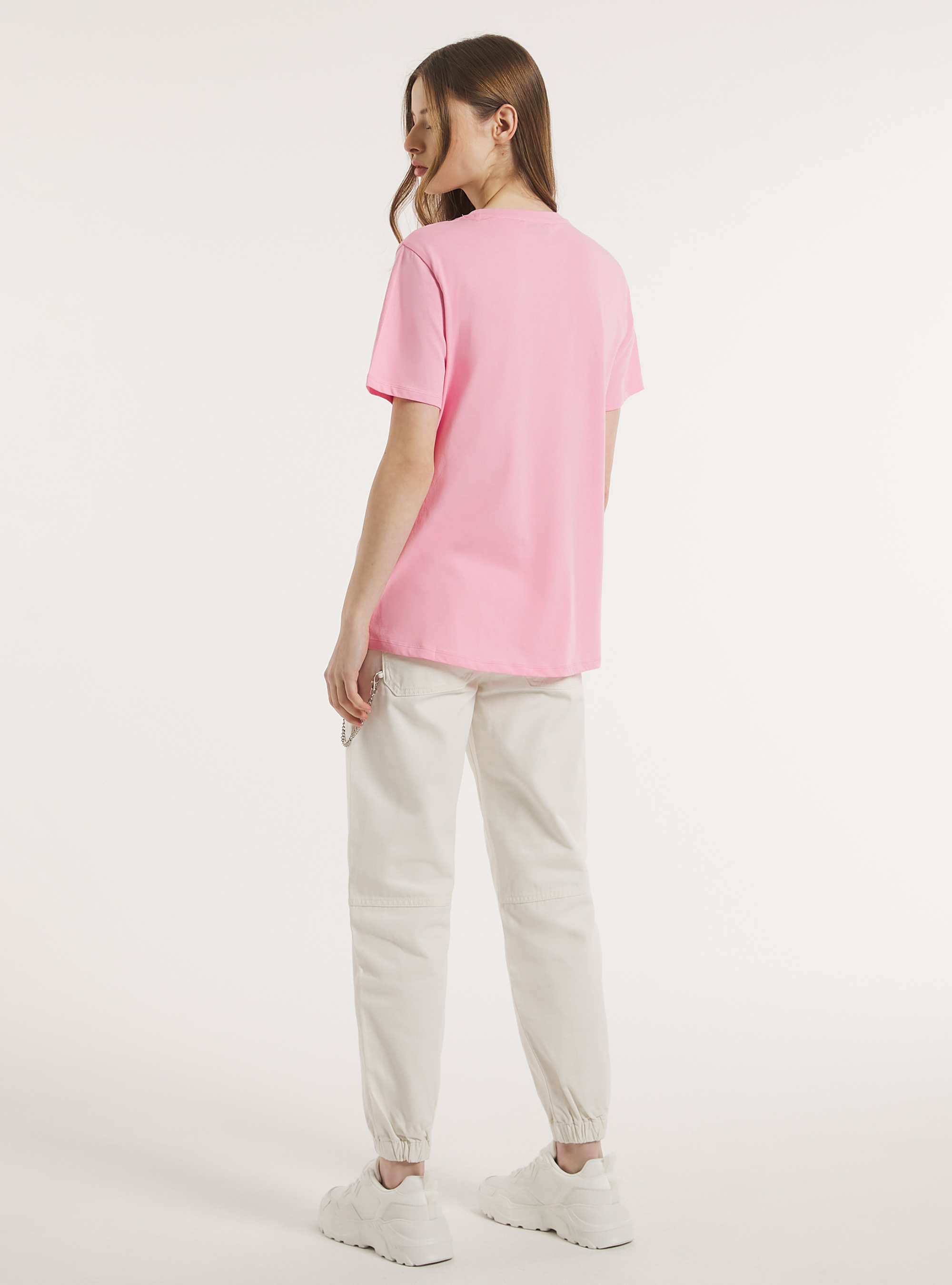Crew-neck cotton T-shirt, PK2 PINK MEDIUM