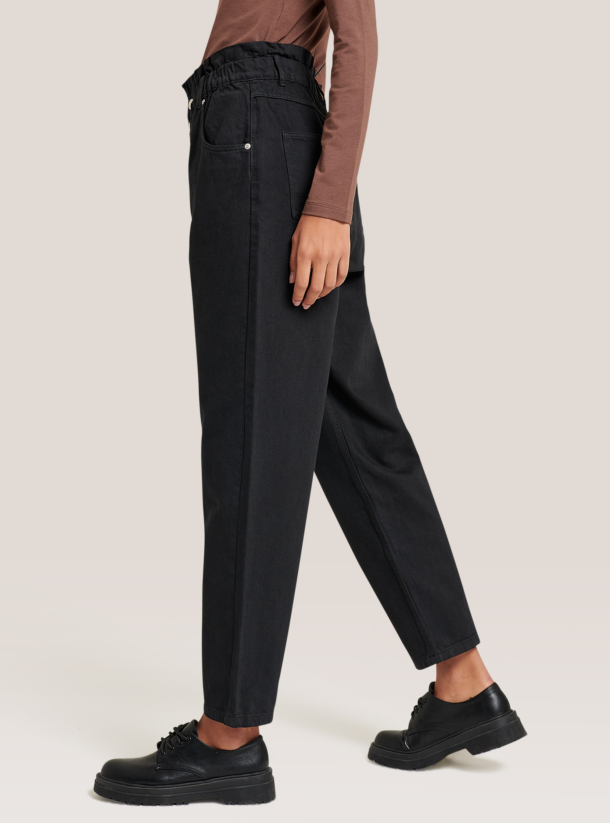 Slouchy cotton jeans, BLACK