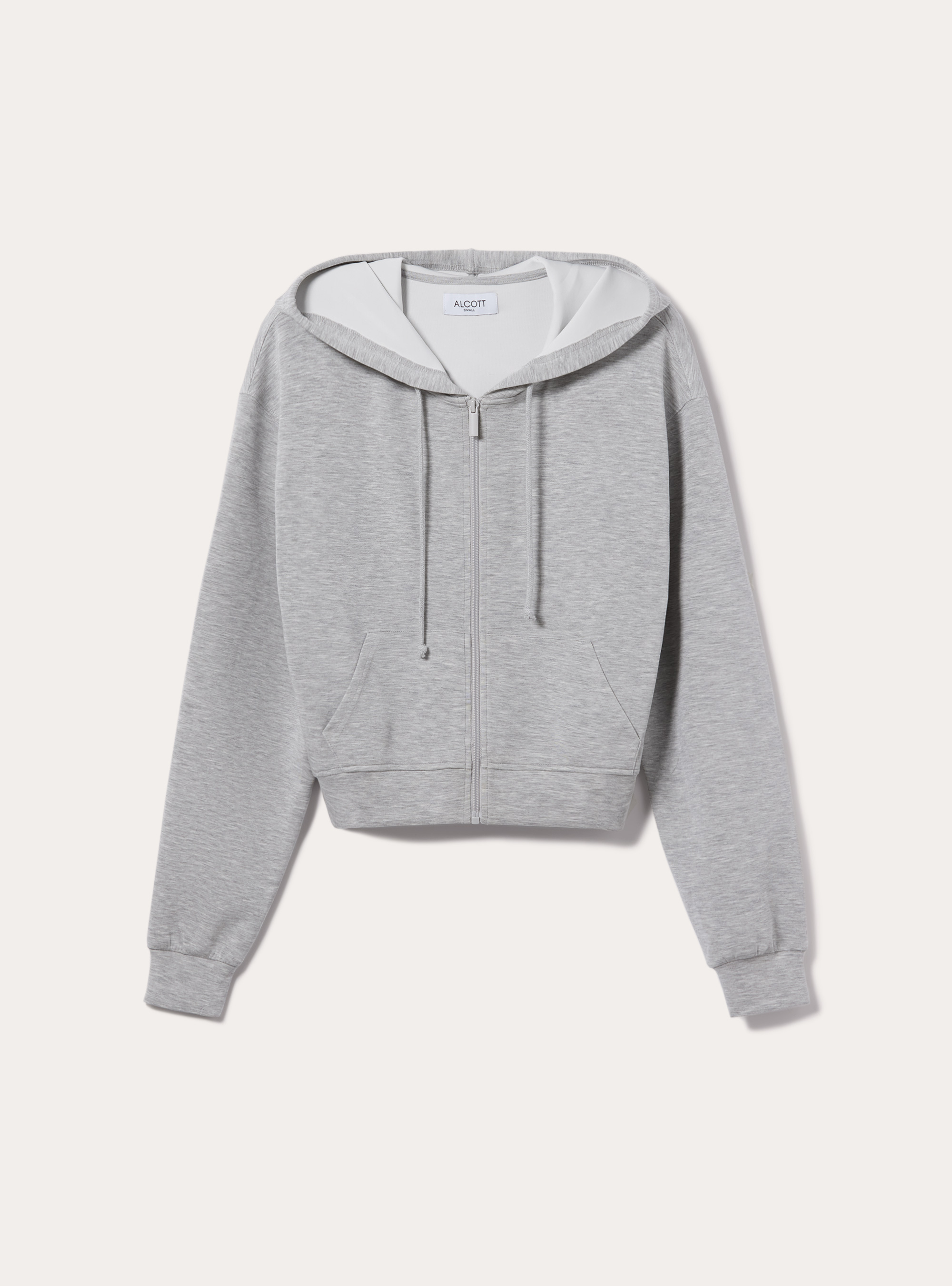 Cardigan con zip cappuccio soft touch, MGY3 GREY MEL LIGHT