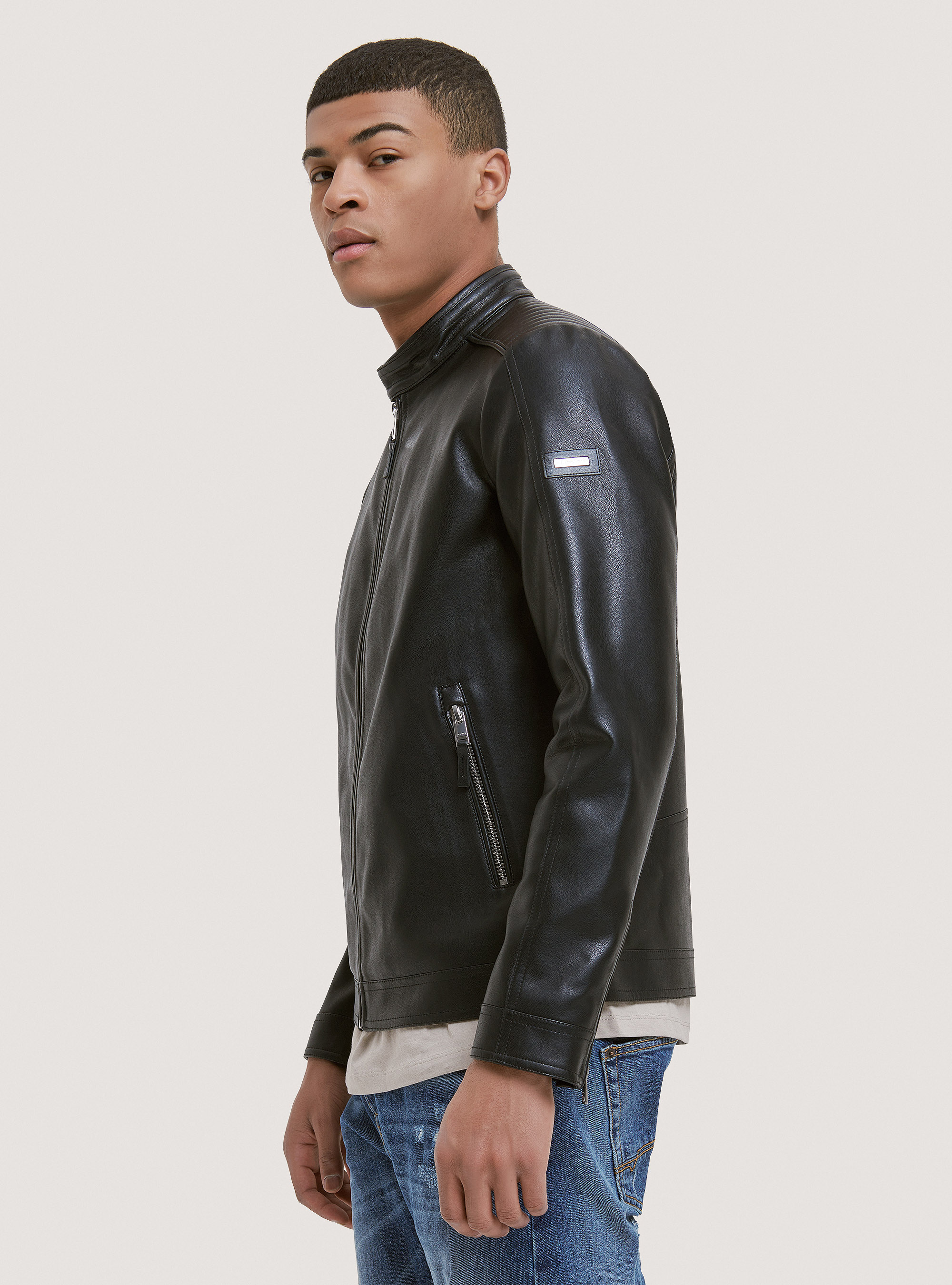 Eco leather zipped jacket
