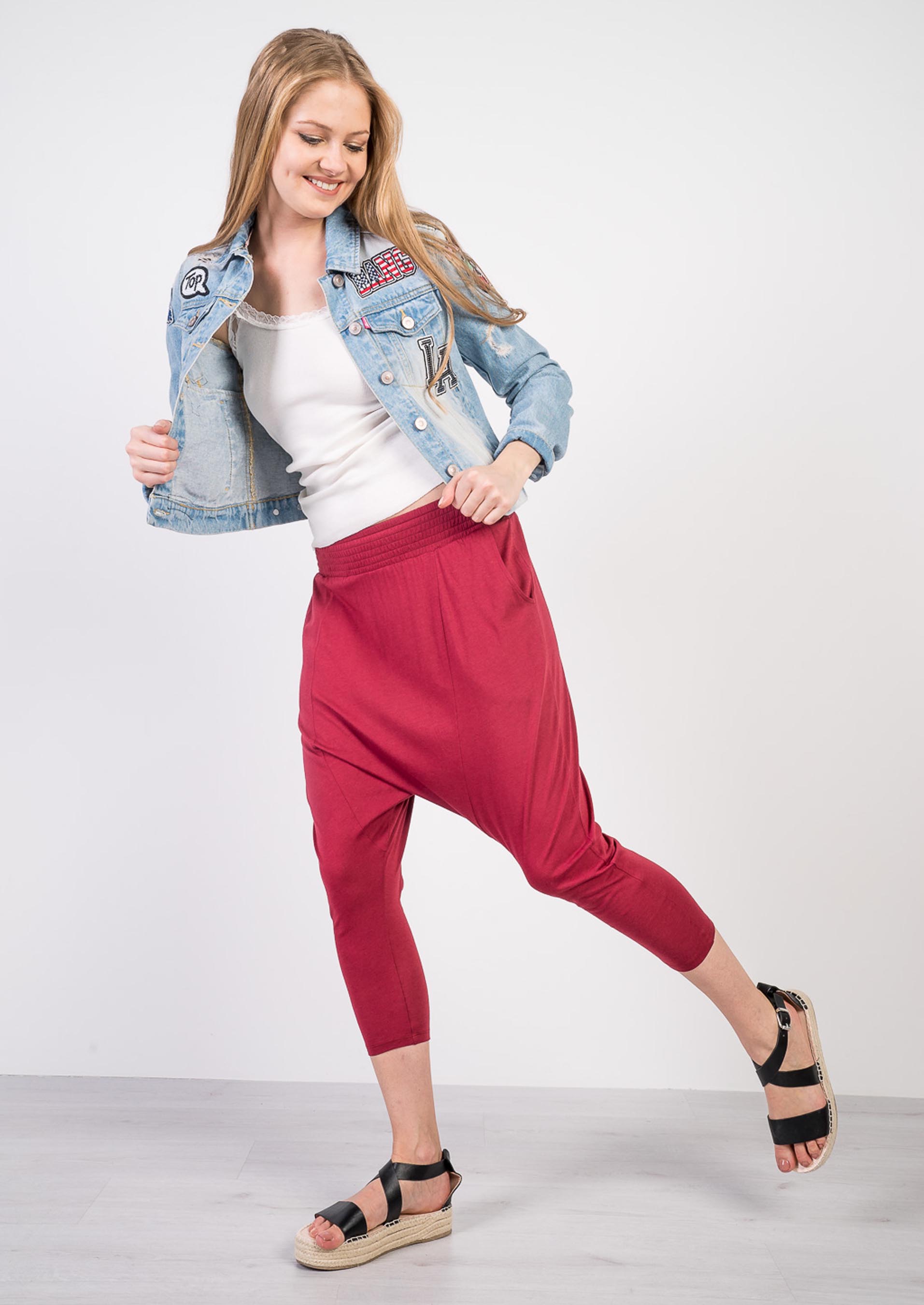 Pantalone con cavallo basso, C0308 BORDEAUX