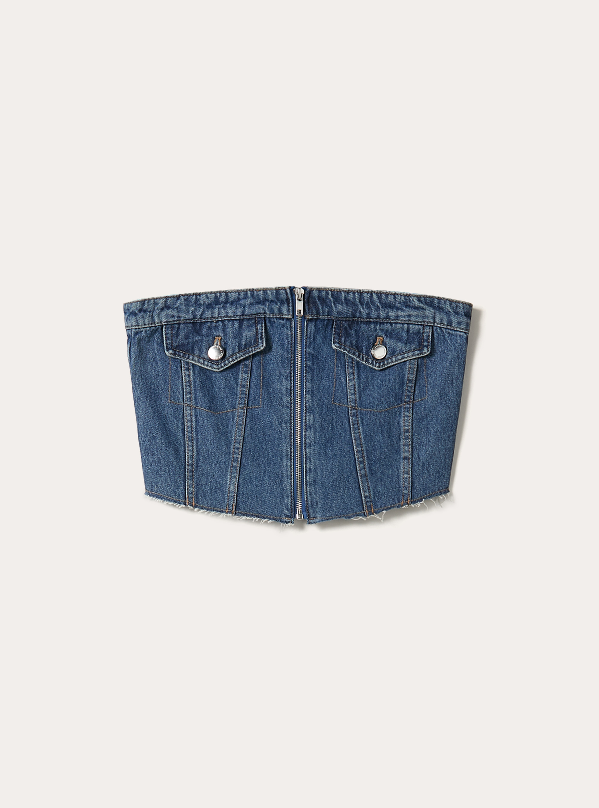 Denim bustier with zip, D003 MEDIUM BLUE