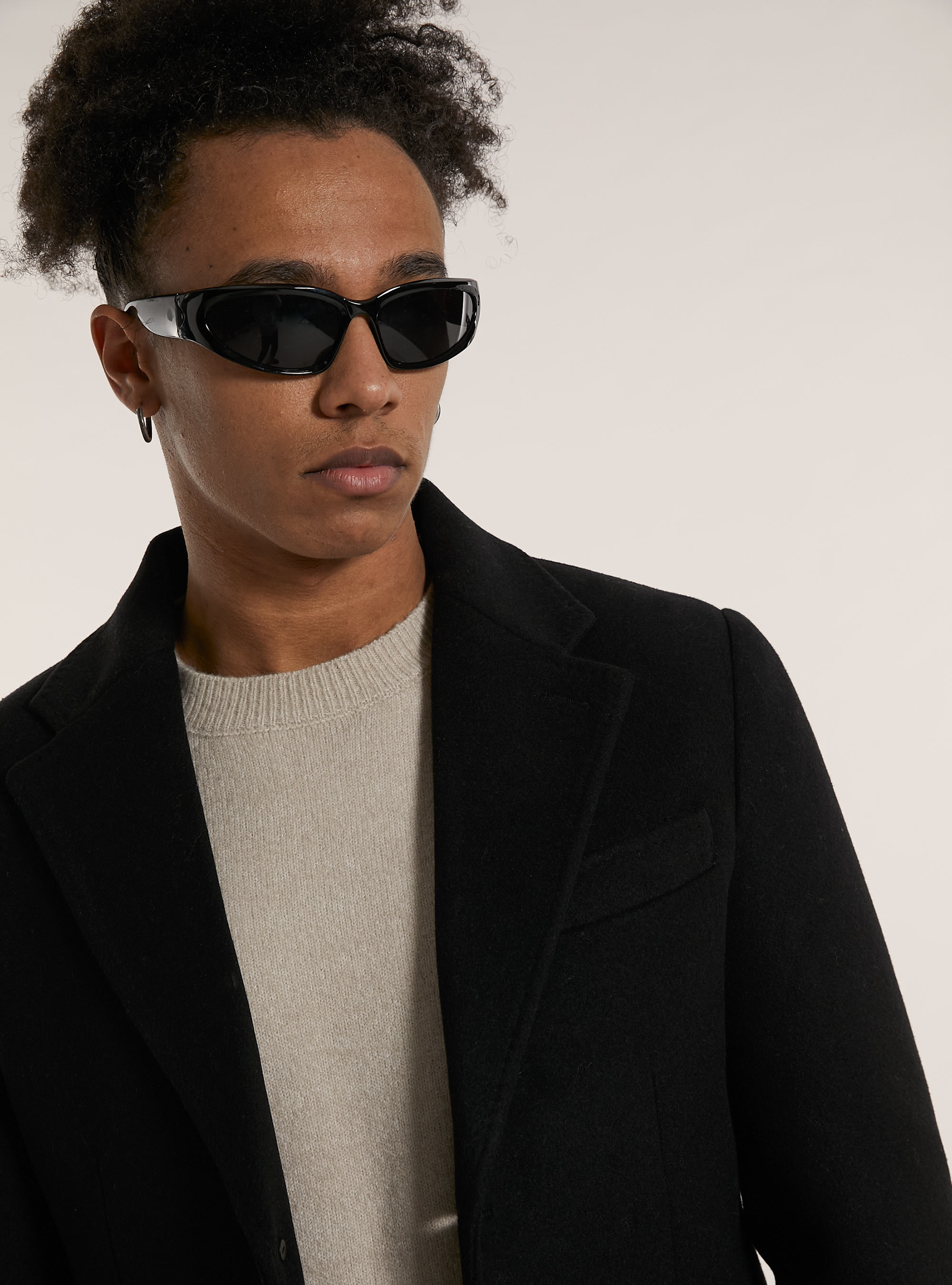 Single breasted wool blend coat, BK1 BLACK