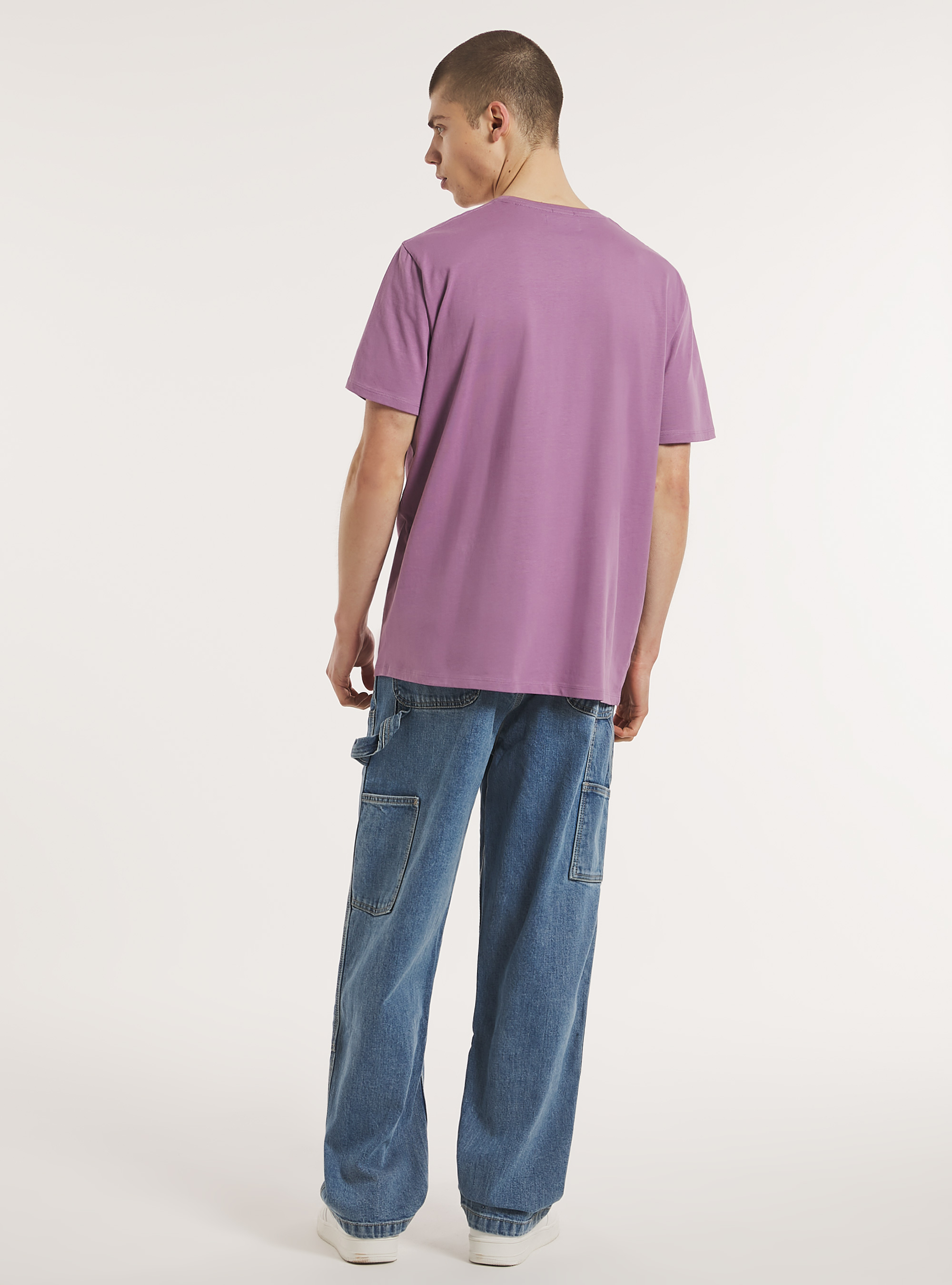 Baumwoll-T-Shirt mit Rundhalsausschnitt, LC2 LILLAC MEDIUM