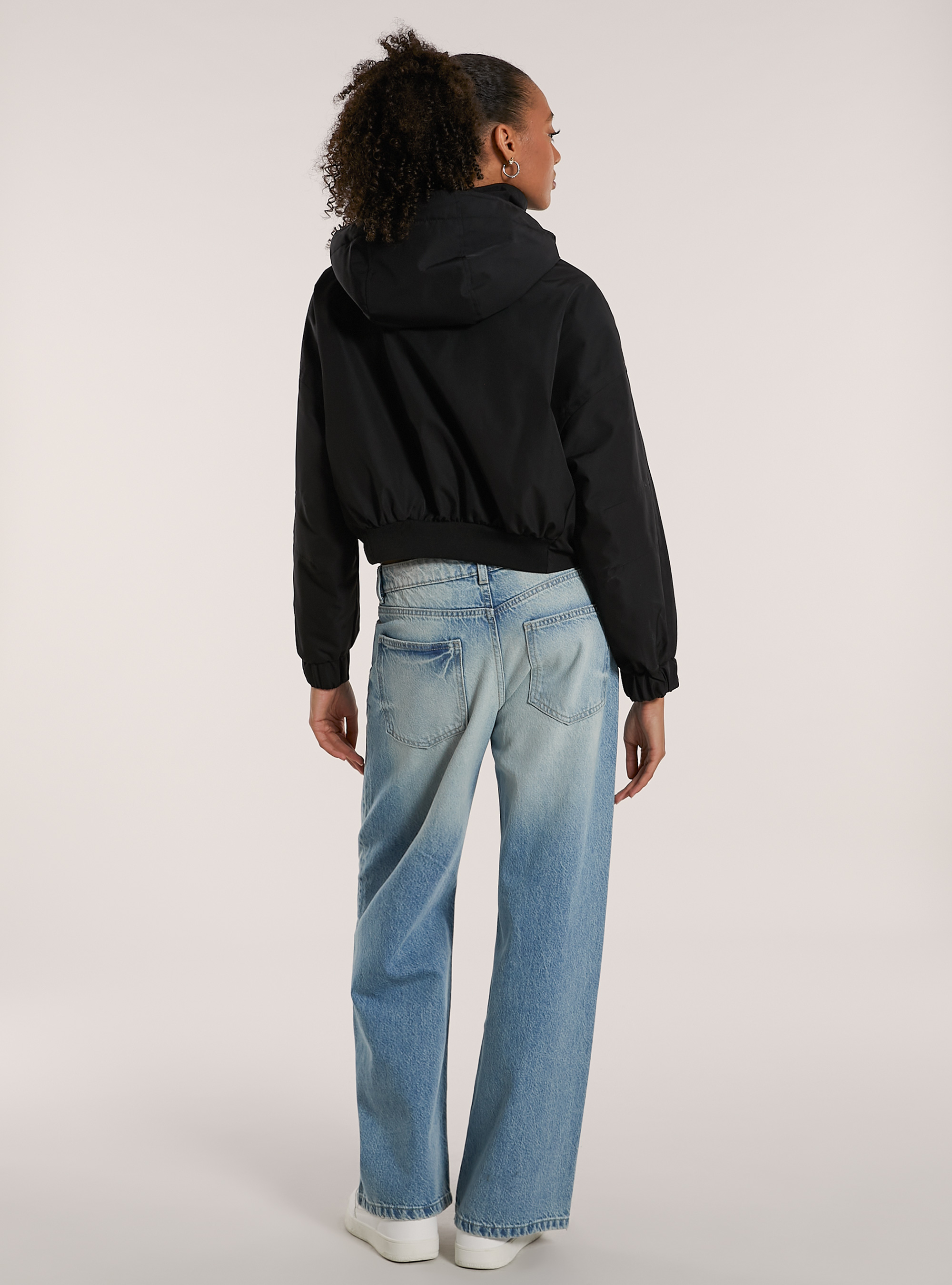 Lightweight cropped padded jacket, BK1 BLACK