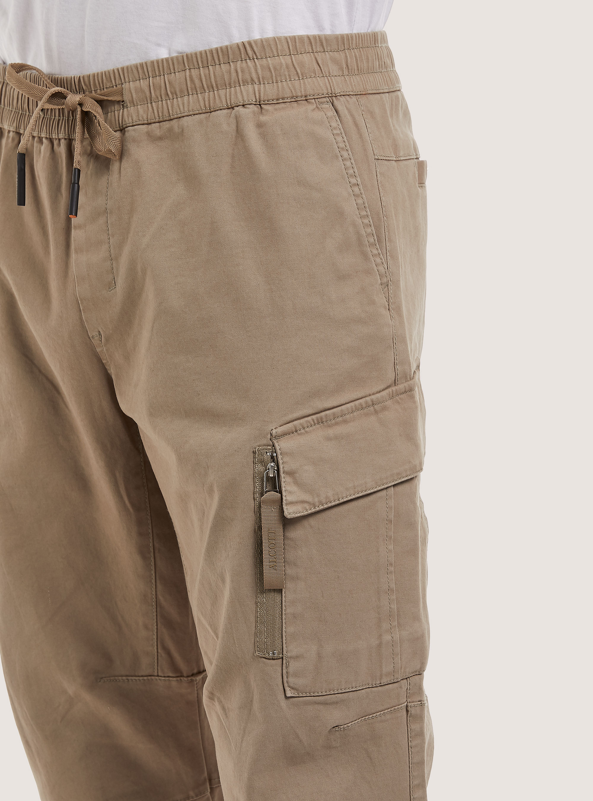 Stretch twill jogger trousers with large pockets, BG3 BEIGE LIGHT