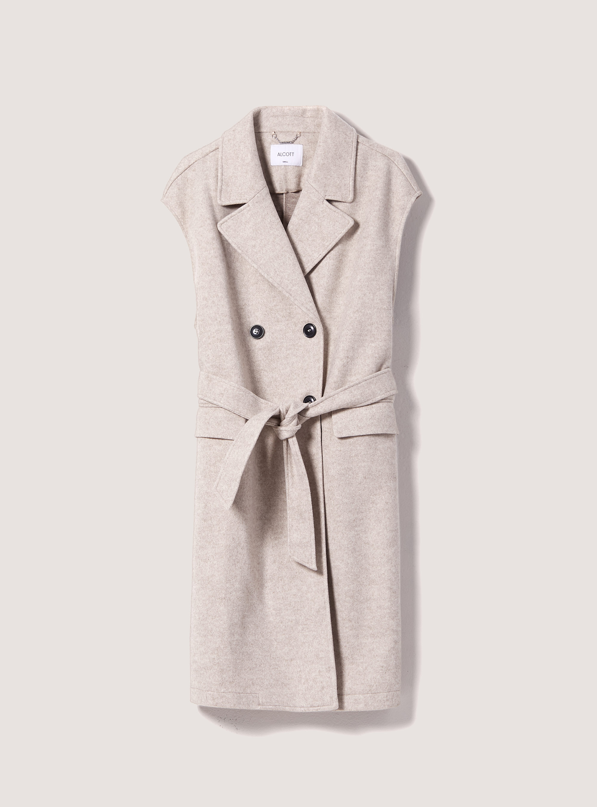 Sleeveless coat with belt, WH1 OFF WHITE