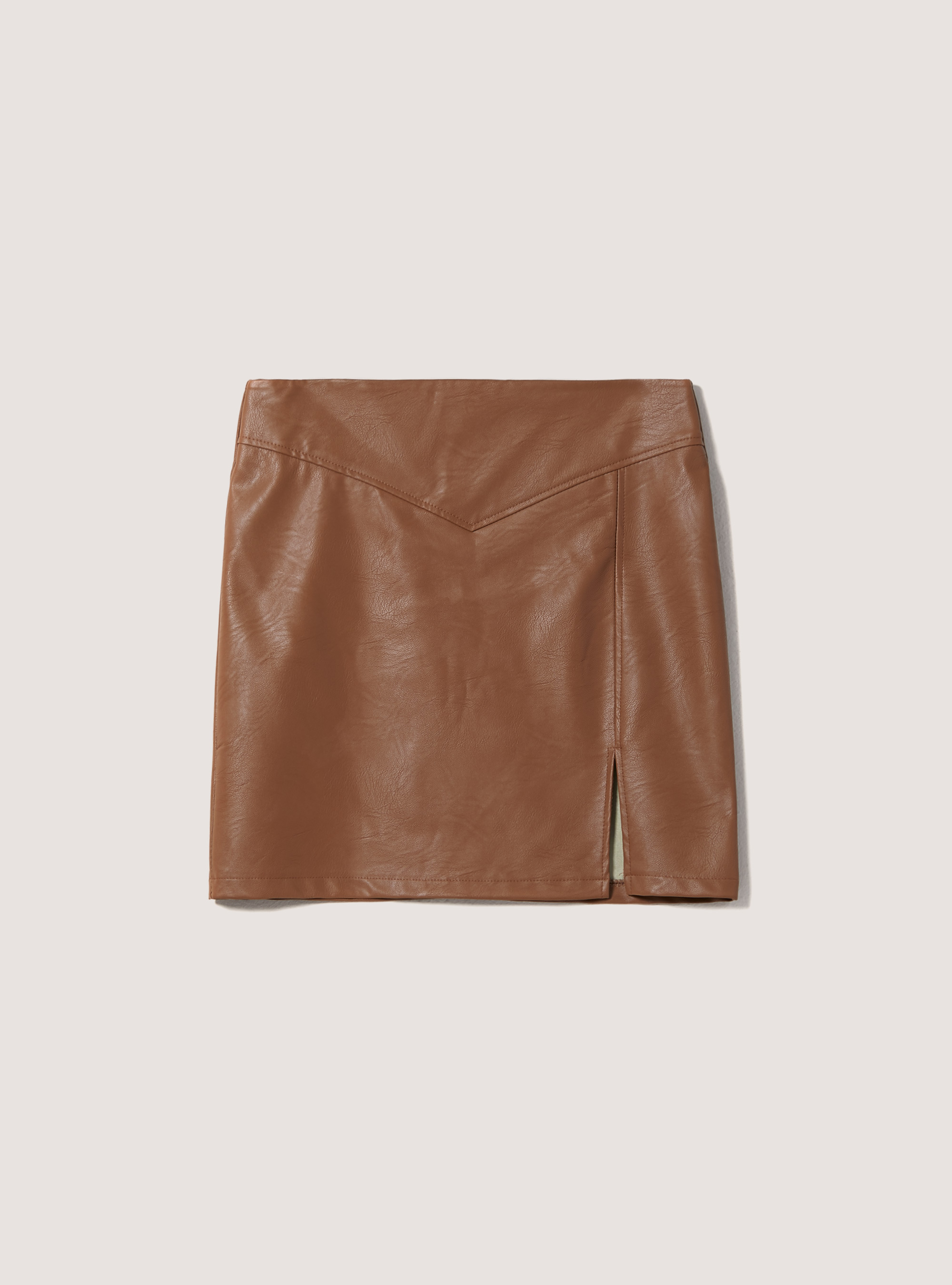 Leather-effect mini skirt, BR2 BROWN MEDIUM