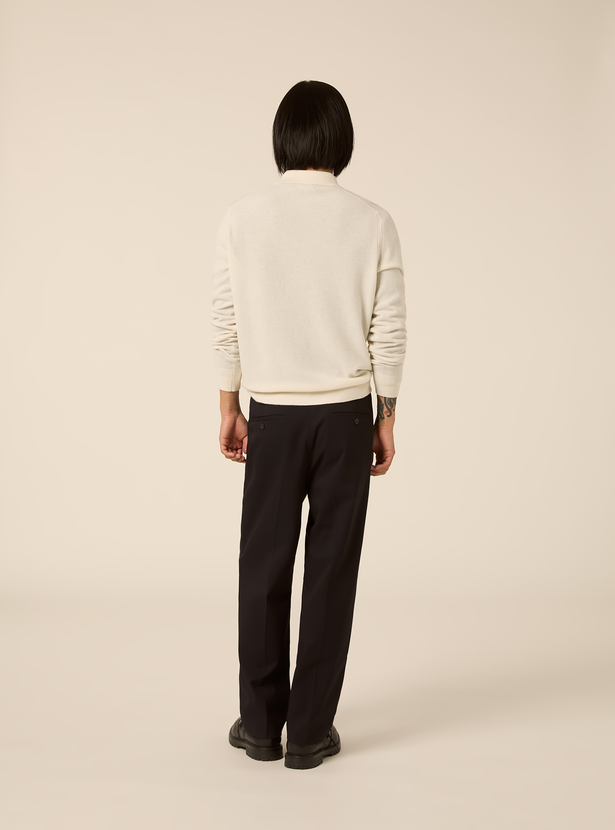 Langaermliges poloshirt aus wolle und kaschmirmischung, WH2 WHITE