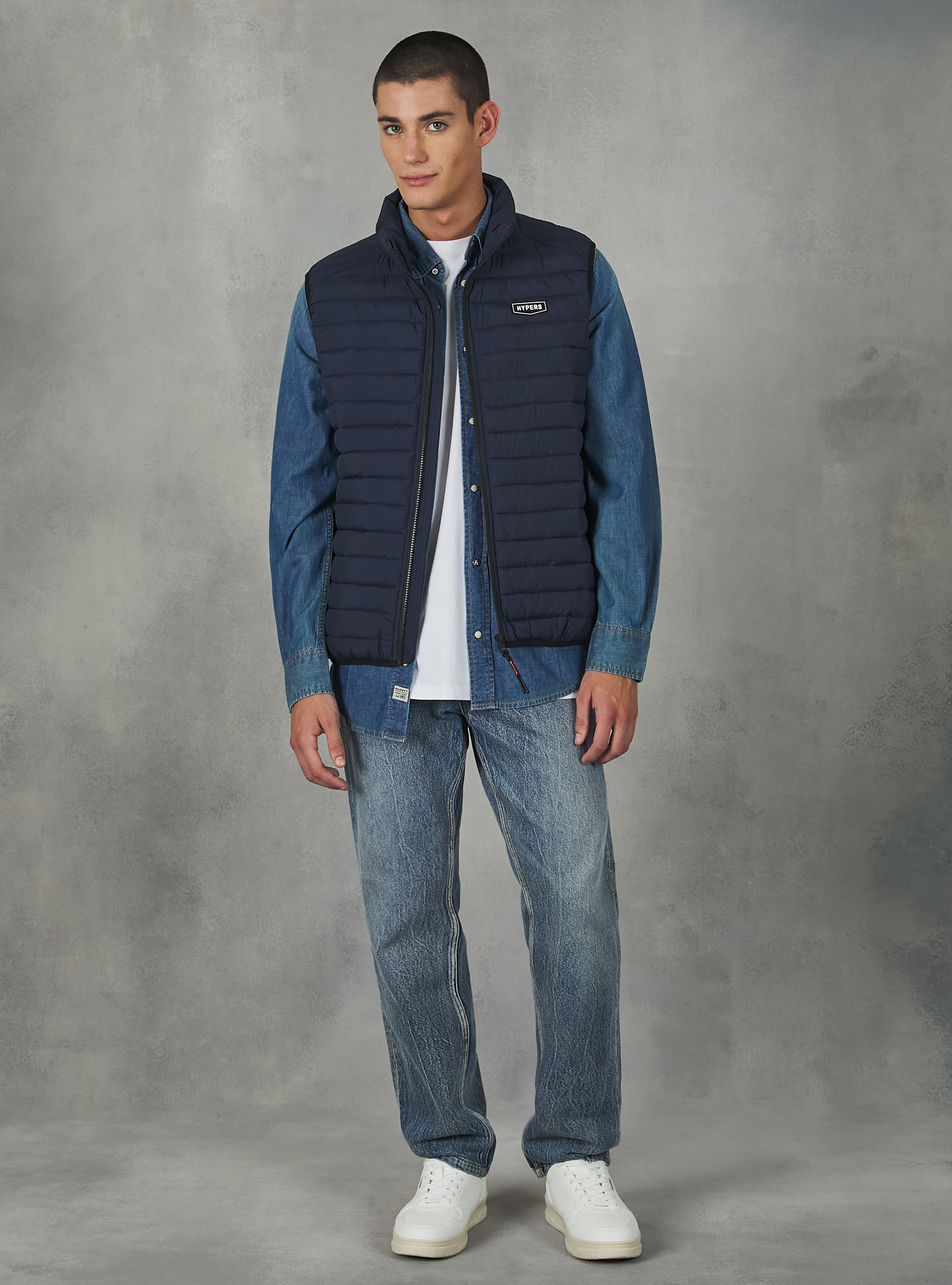 Padded sleeve jacket with contrasting zip, NA2 NAVY MEDIUM