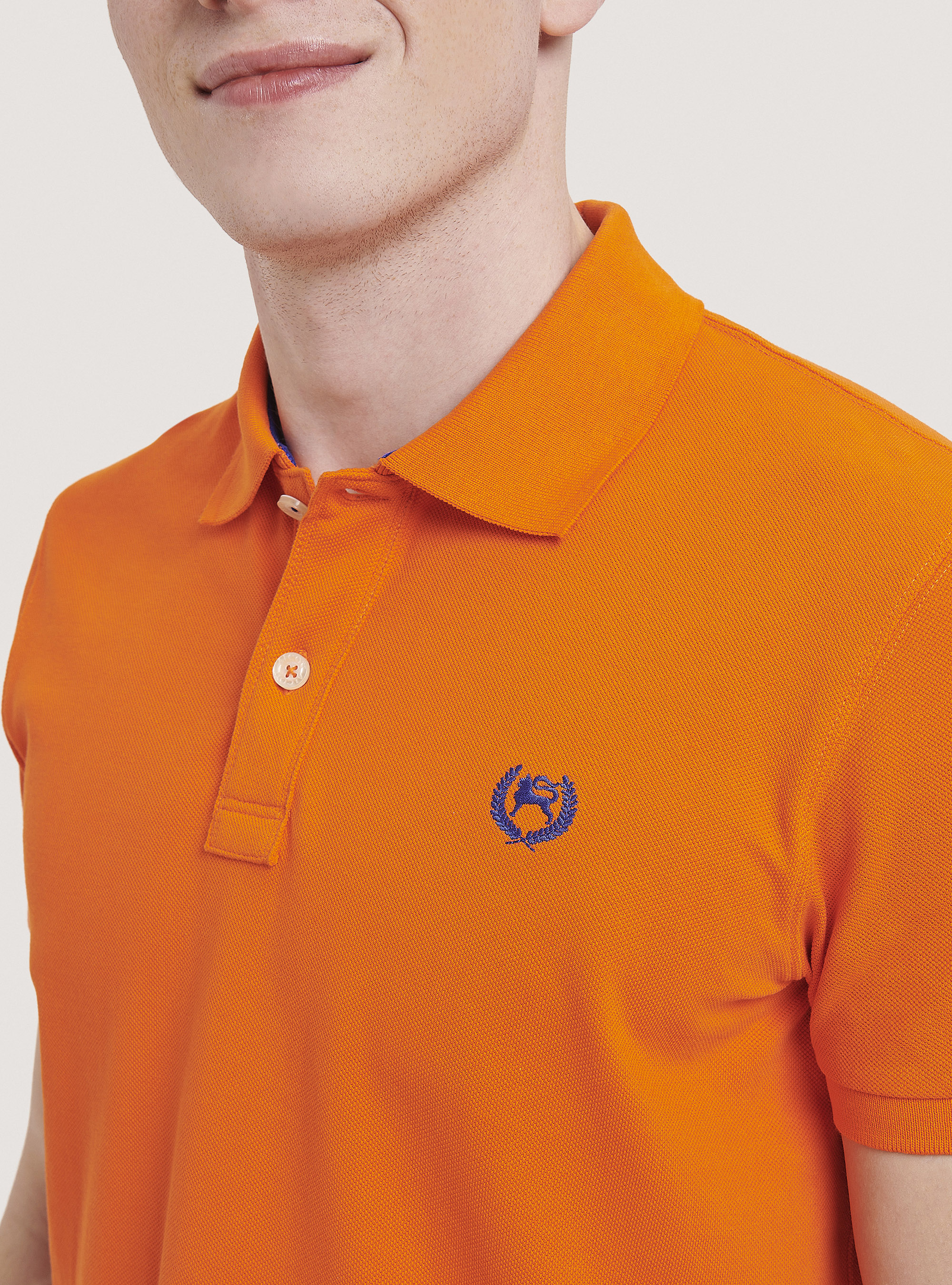 Polo de piqu&eacute; de algod&oacute;n con bordado, C7780 ORANGE